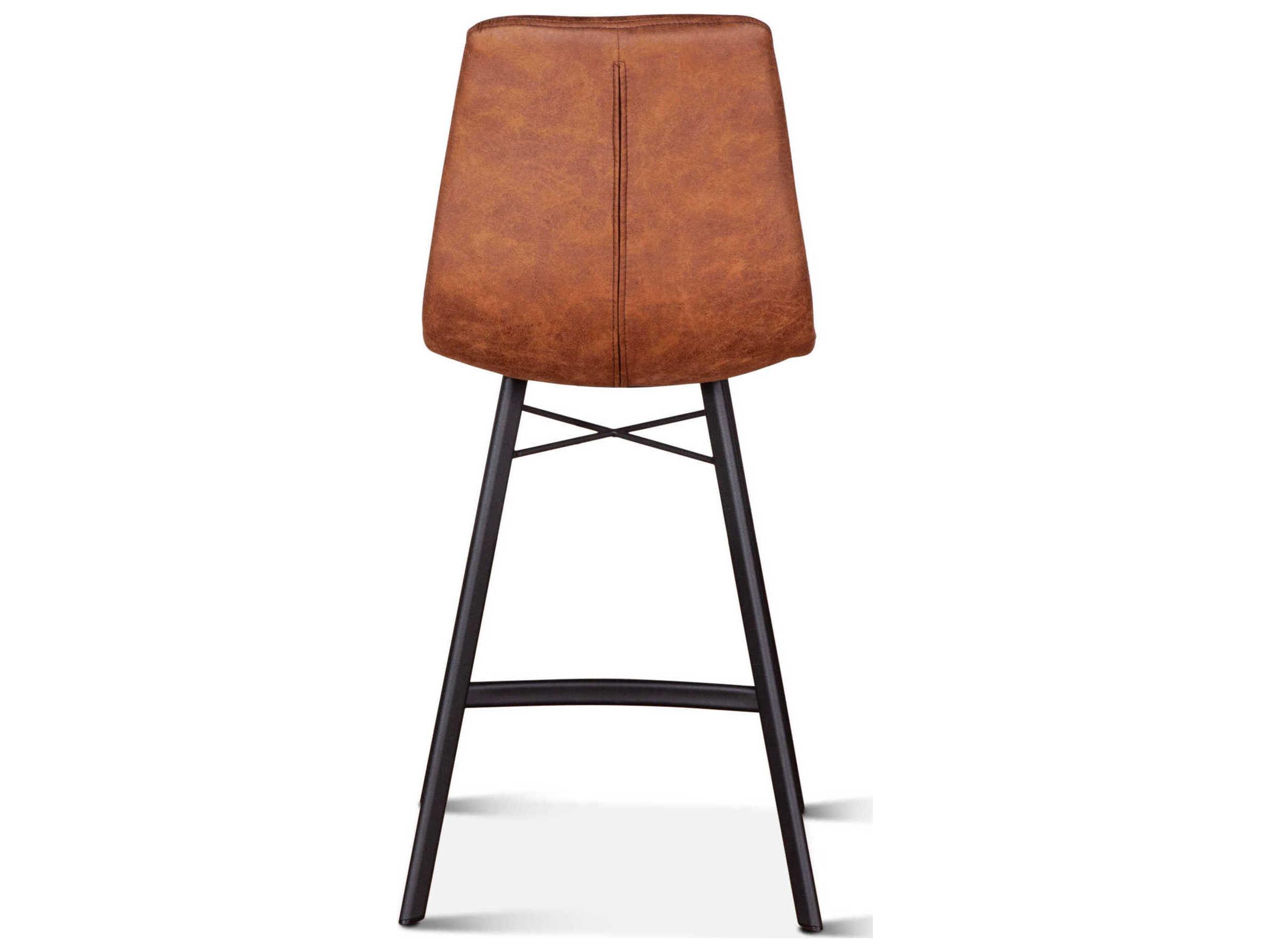 World Interiors Hudson Charcoal Matte Black Microfiber Upholstered Counter Stool