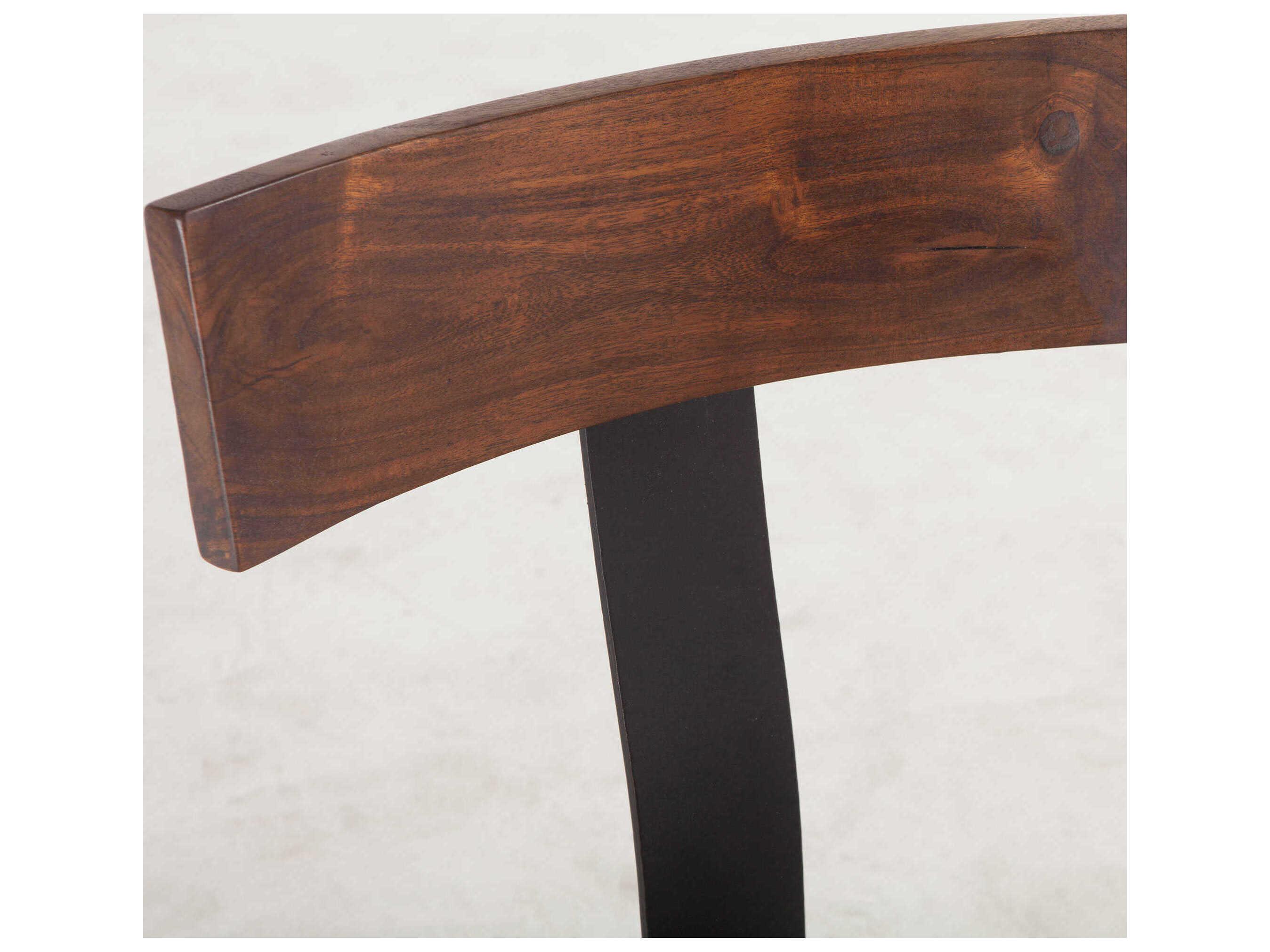 World Interiors Artezia Walnut Antique Zinc Swivel Acacia Wood Bar Stool