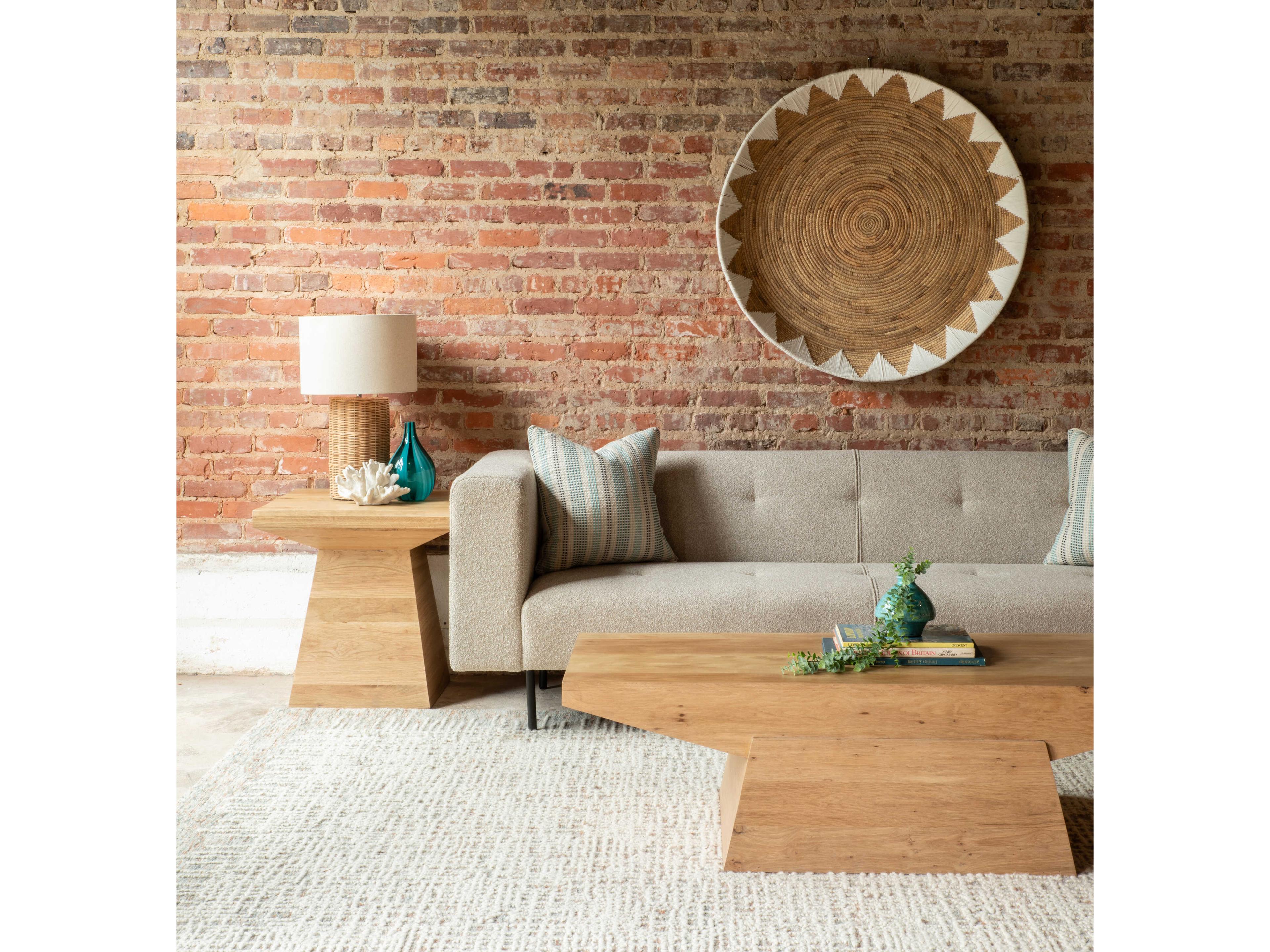 World Interiors Incus Square Wood Natural Oak End Table