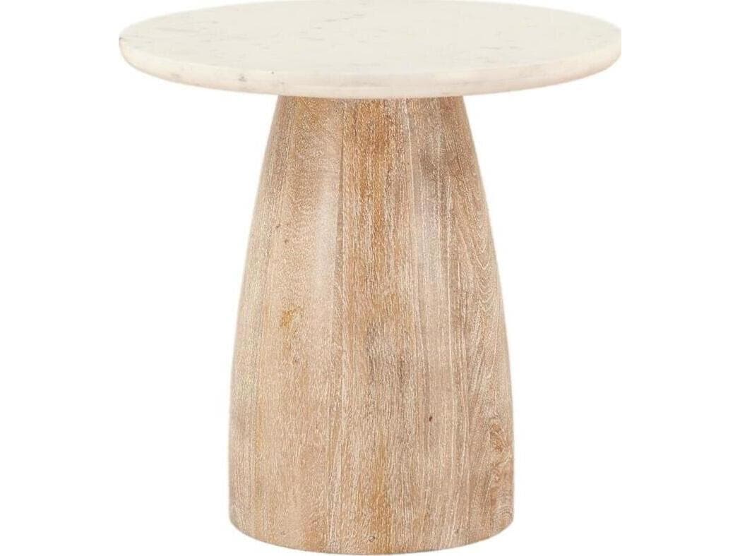 World Interiors Palm Desert White Wash Round Wood Bar Table