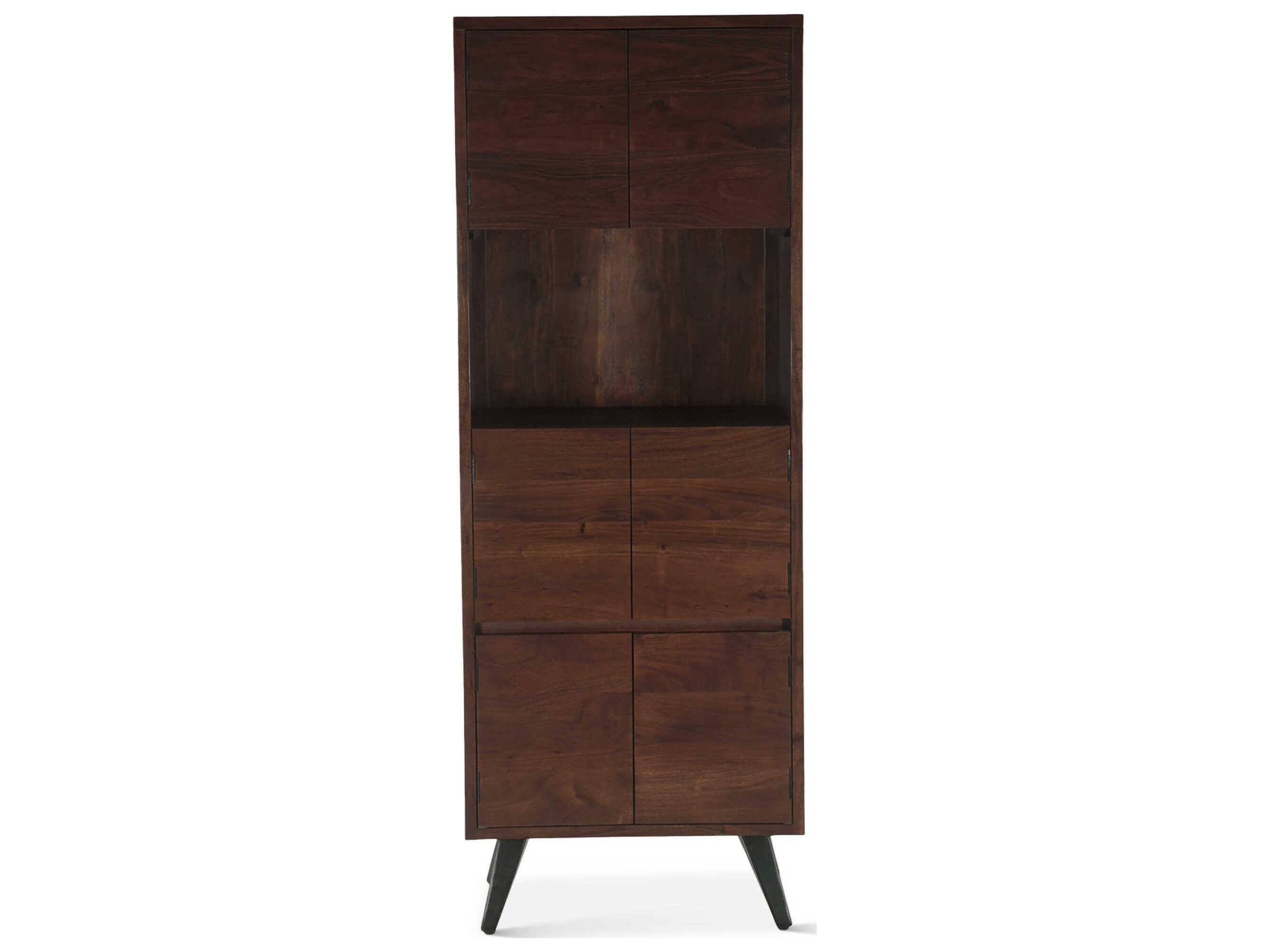 World Interiors Knoxville Brown Acacia Wood Walnut Bar Cabinet