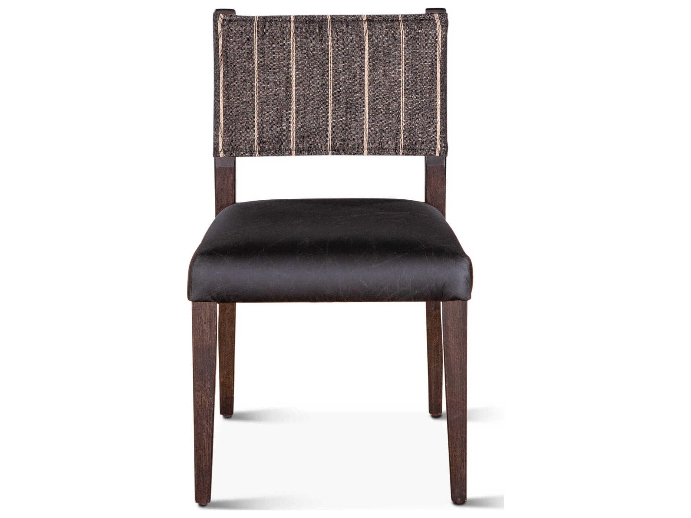 World Interiors Lila Solid Wood Brown Leather Armless Dining Chair