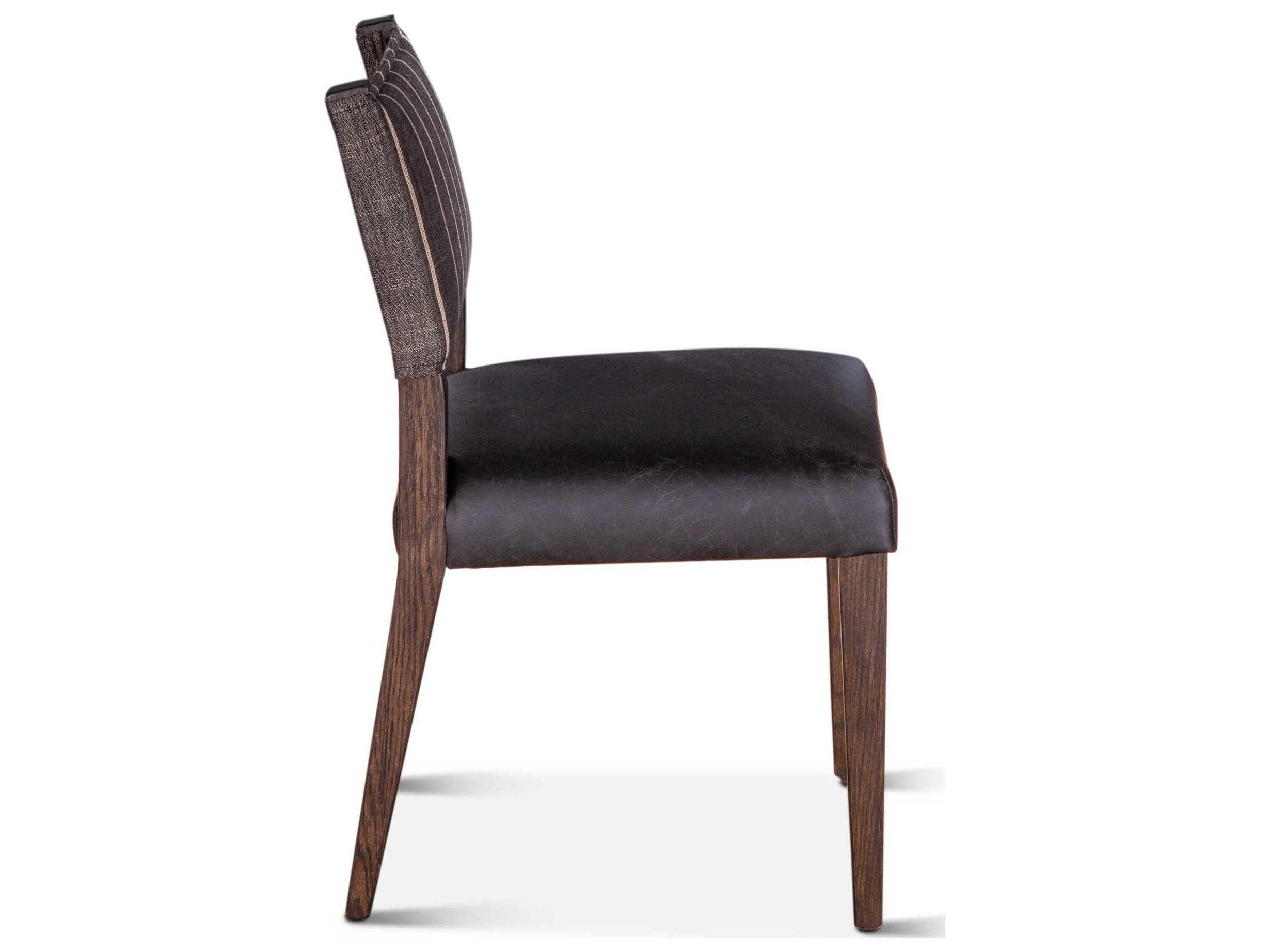 World Interiors Lila Solid Wood Brown Leather Armless Dining Chair