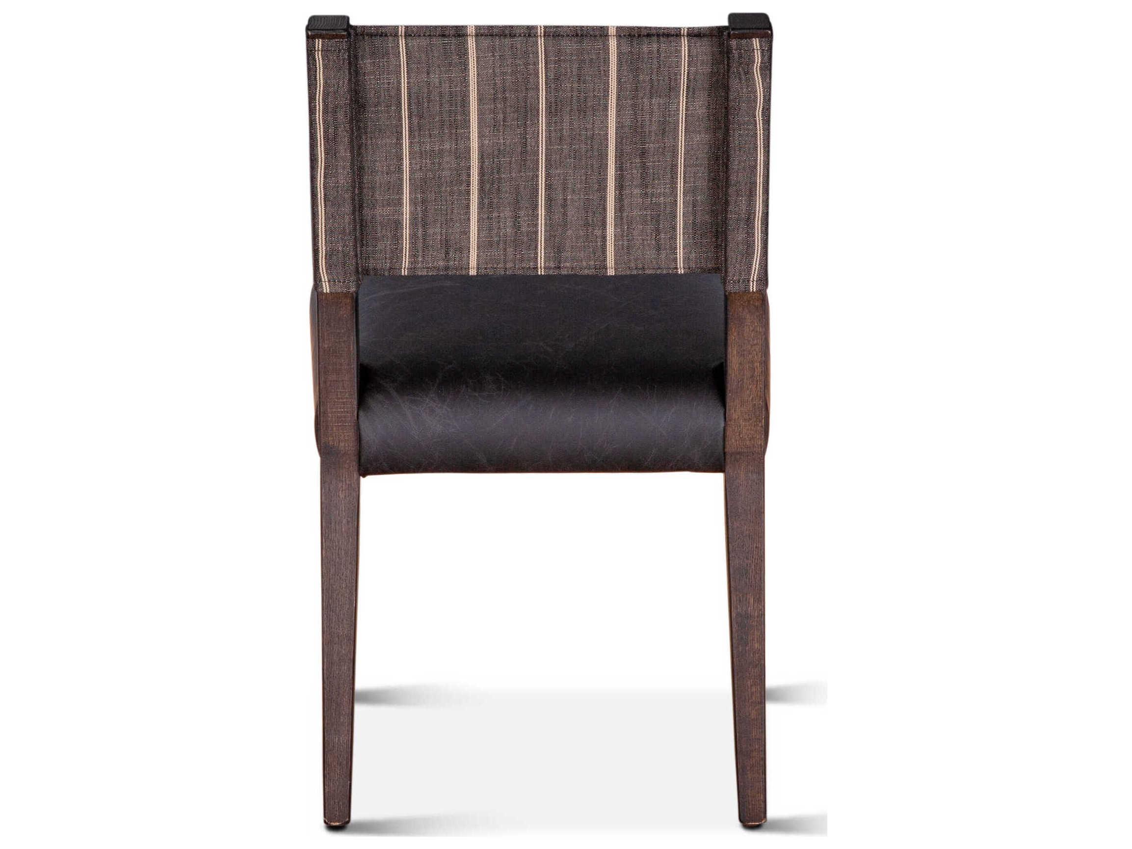 World Interiors Lila Solid Wood Brown Leather Armless Dining Chair