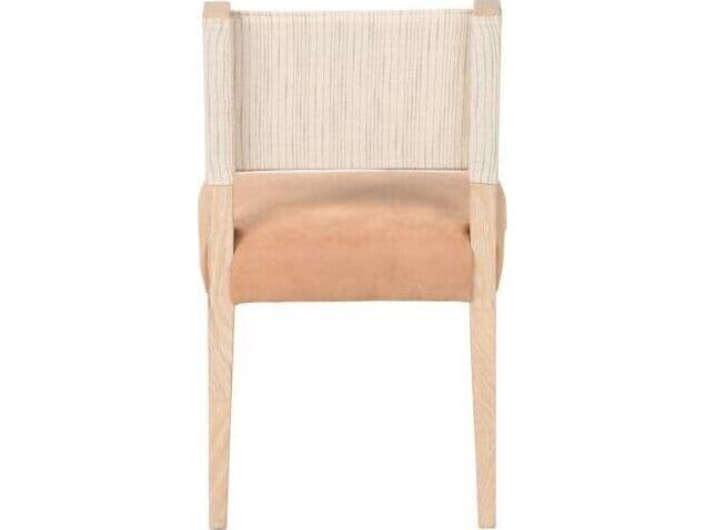 World Interiors Lila Solid Wood Natural Leather Armless Dining Chair
