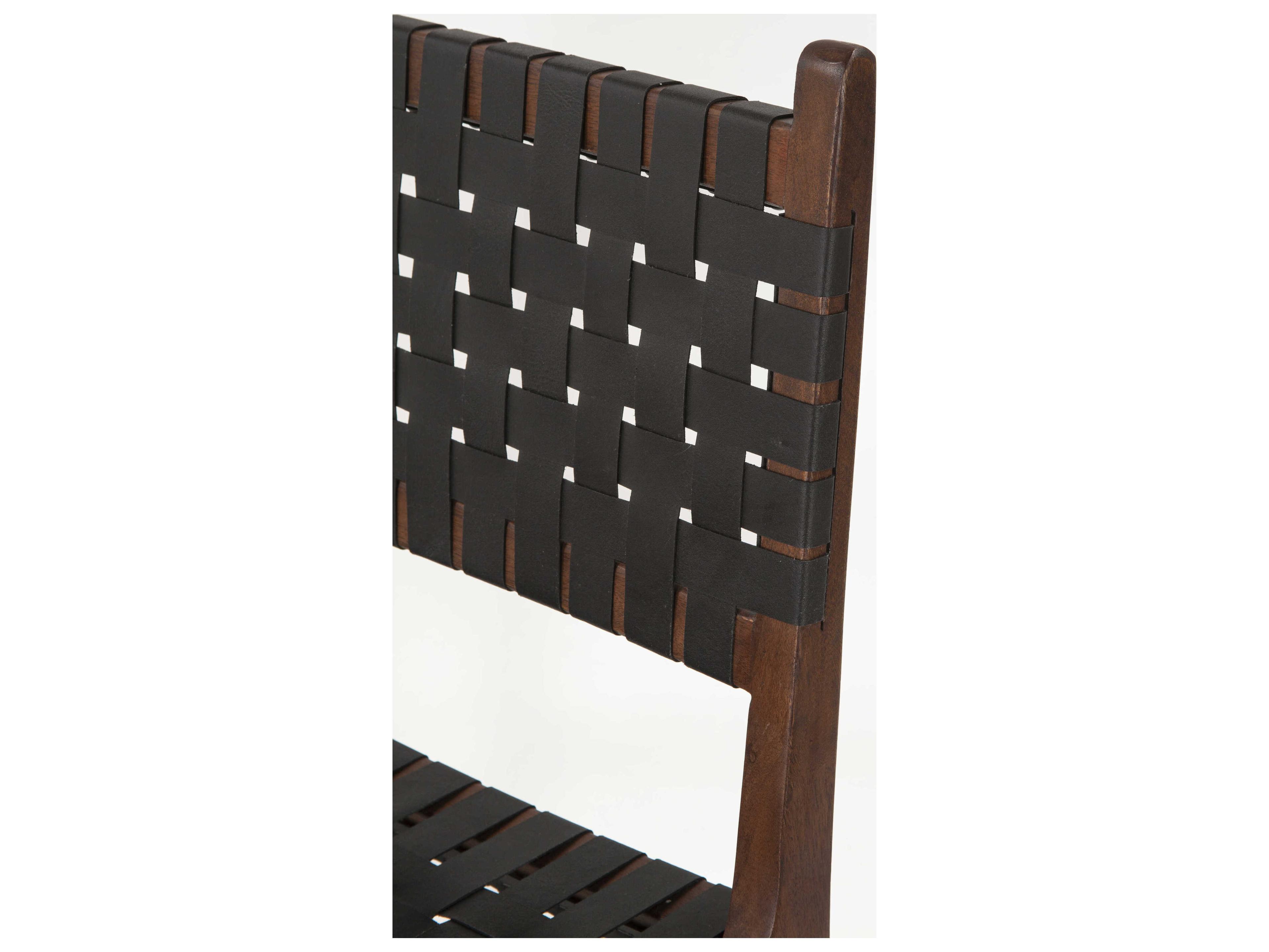 World Interiors Lisbon Leather Mango Wood Black Upholstered Side Dining Chair