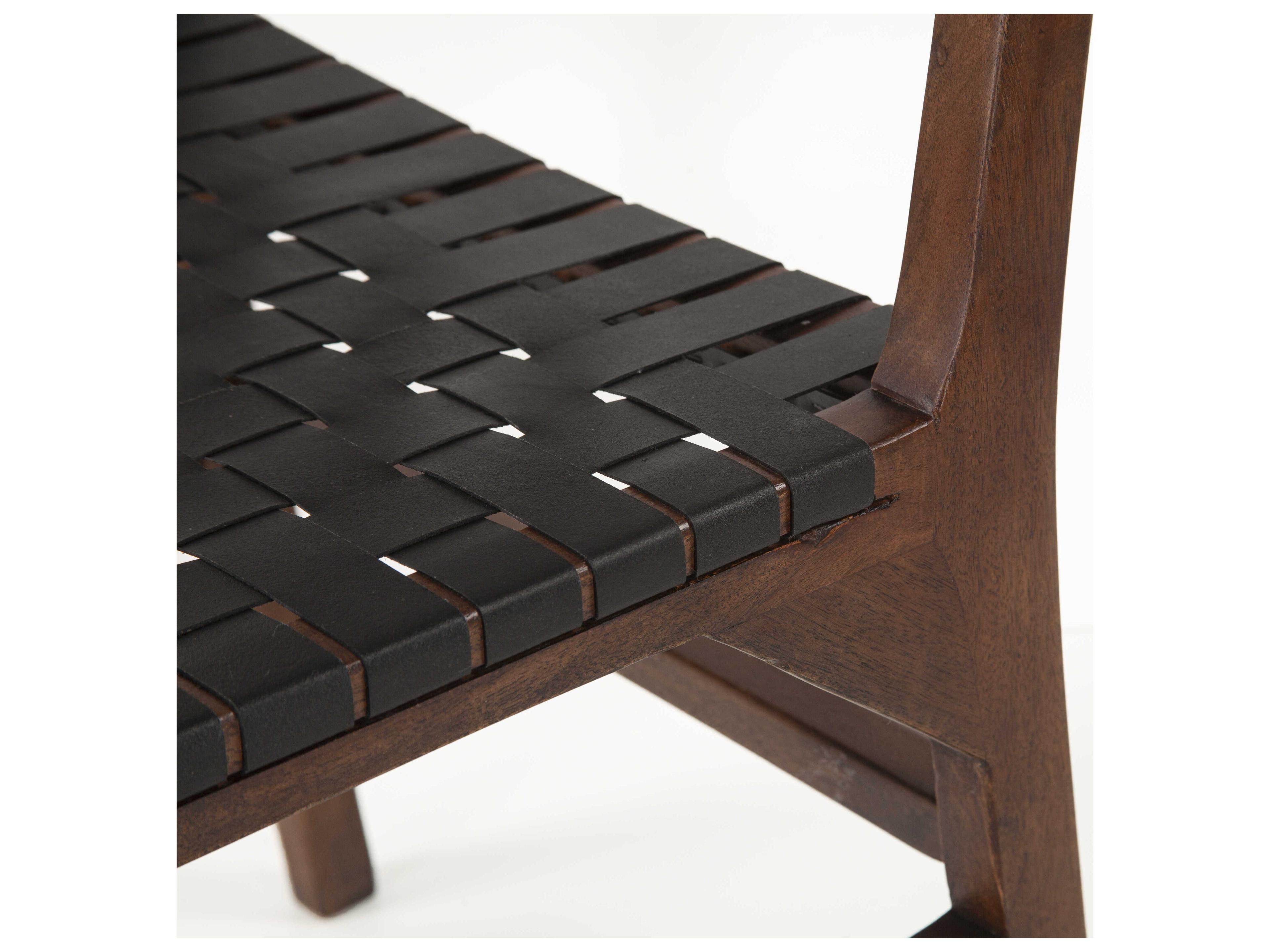 World Interiors Lisbon Leather Mango Wood Black Upholstered Side Dining Chair