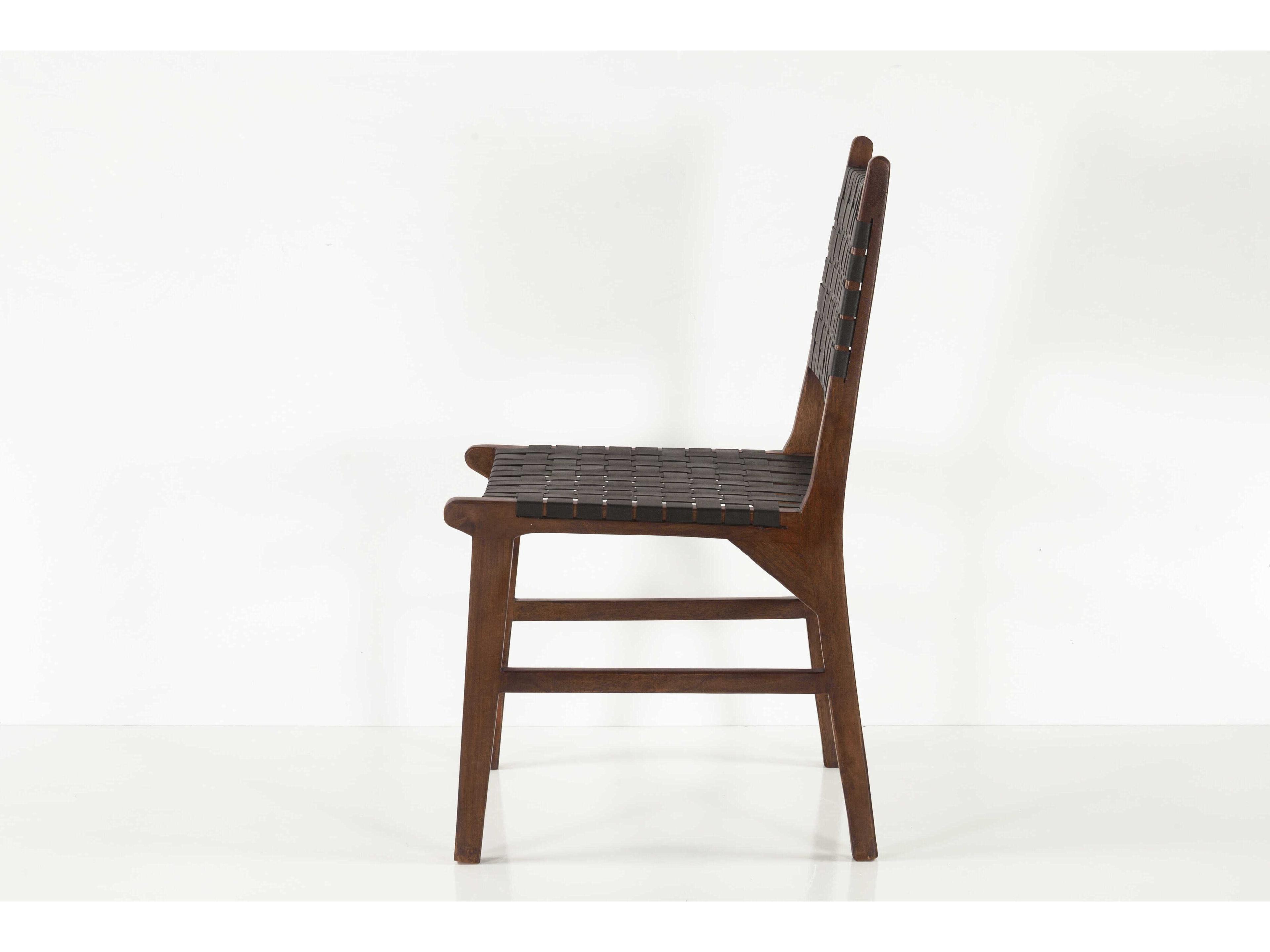 World Interiors Lisbon Leather Mango Wood Black Upholstered Side Dining Chair