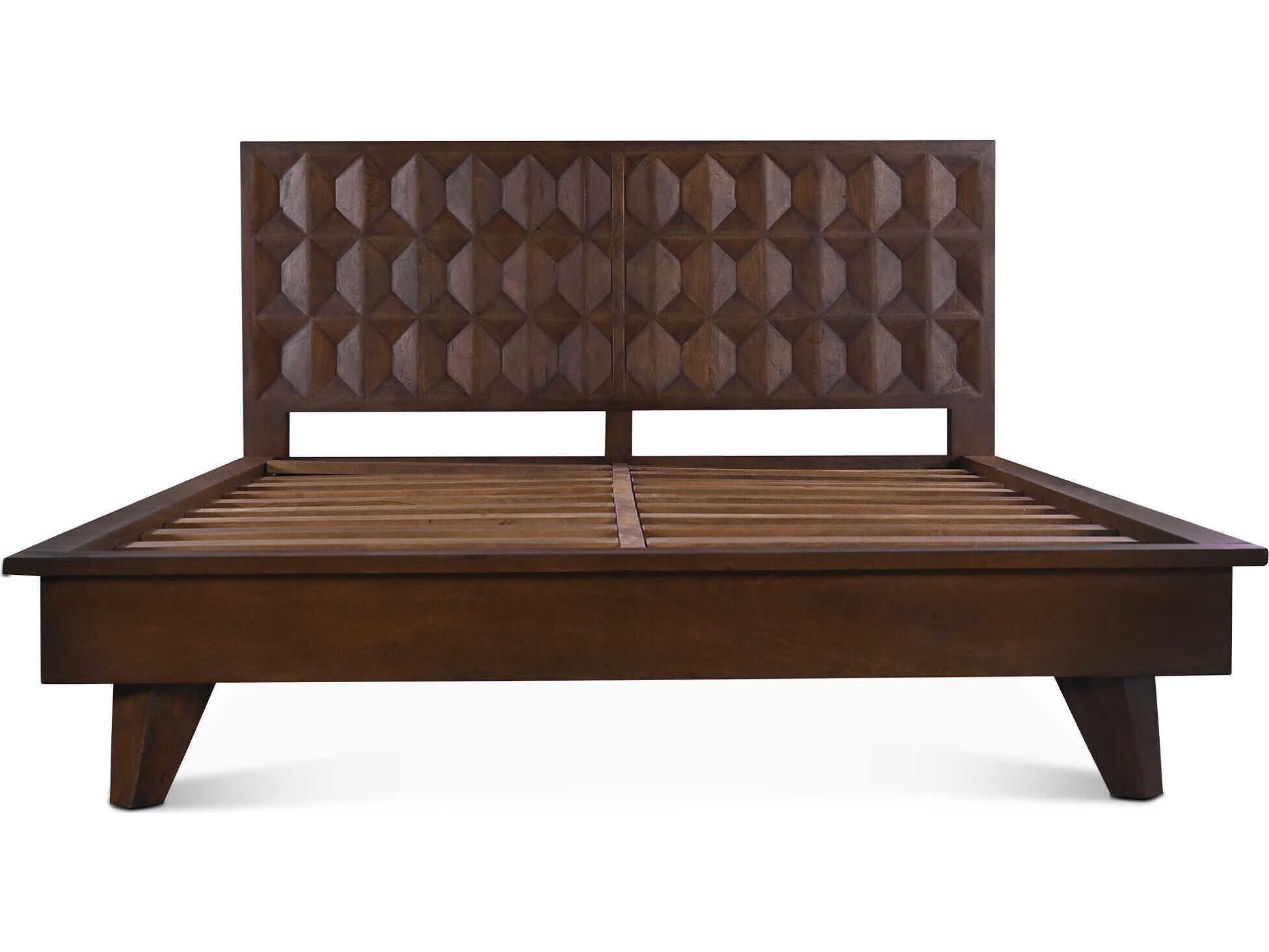 World Interiors Lisbon Royal Brown Mango Wood King Platform Bed