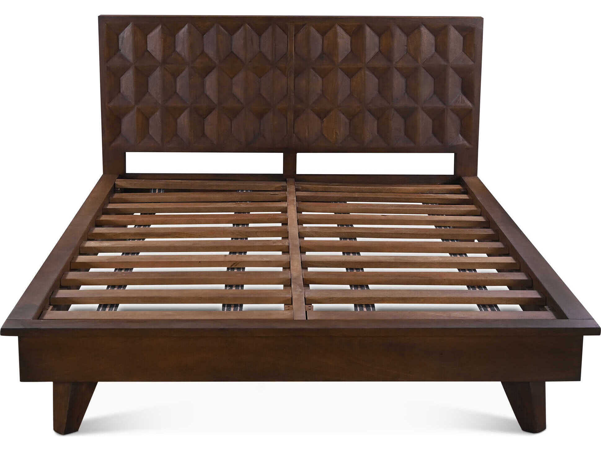 World Interiors Lisbon Royal Brown Mango Wood King Platform Bed