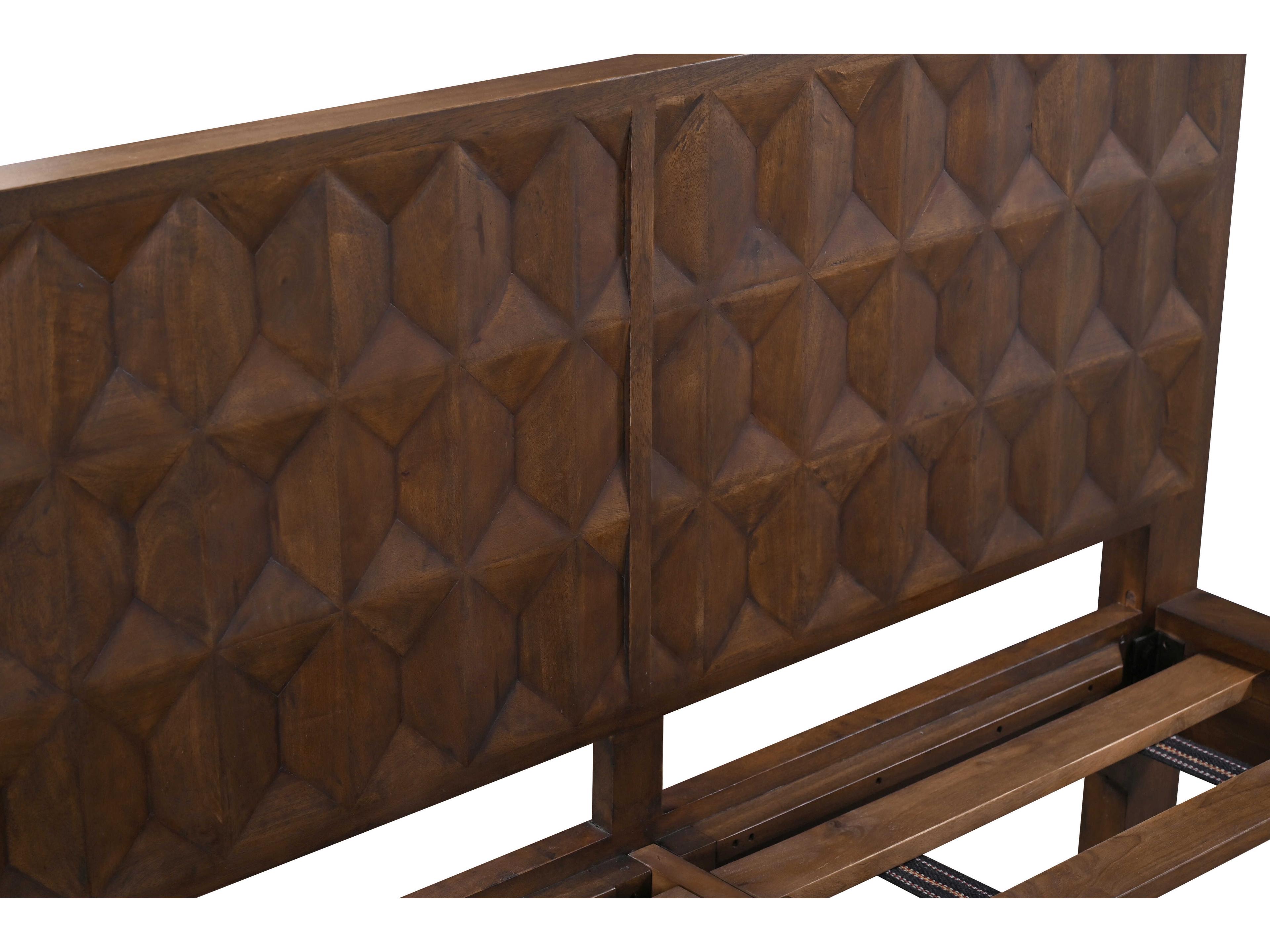 World Interiors Lisbon Royal Brown Mango Wood King Platform Bed