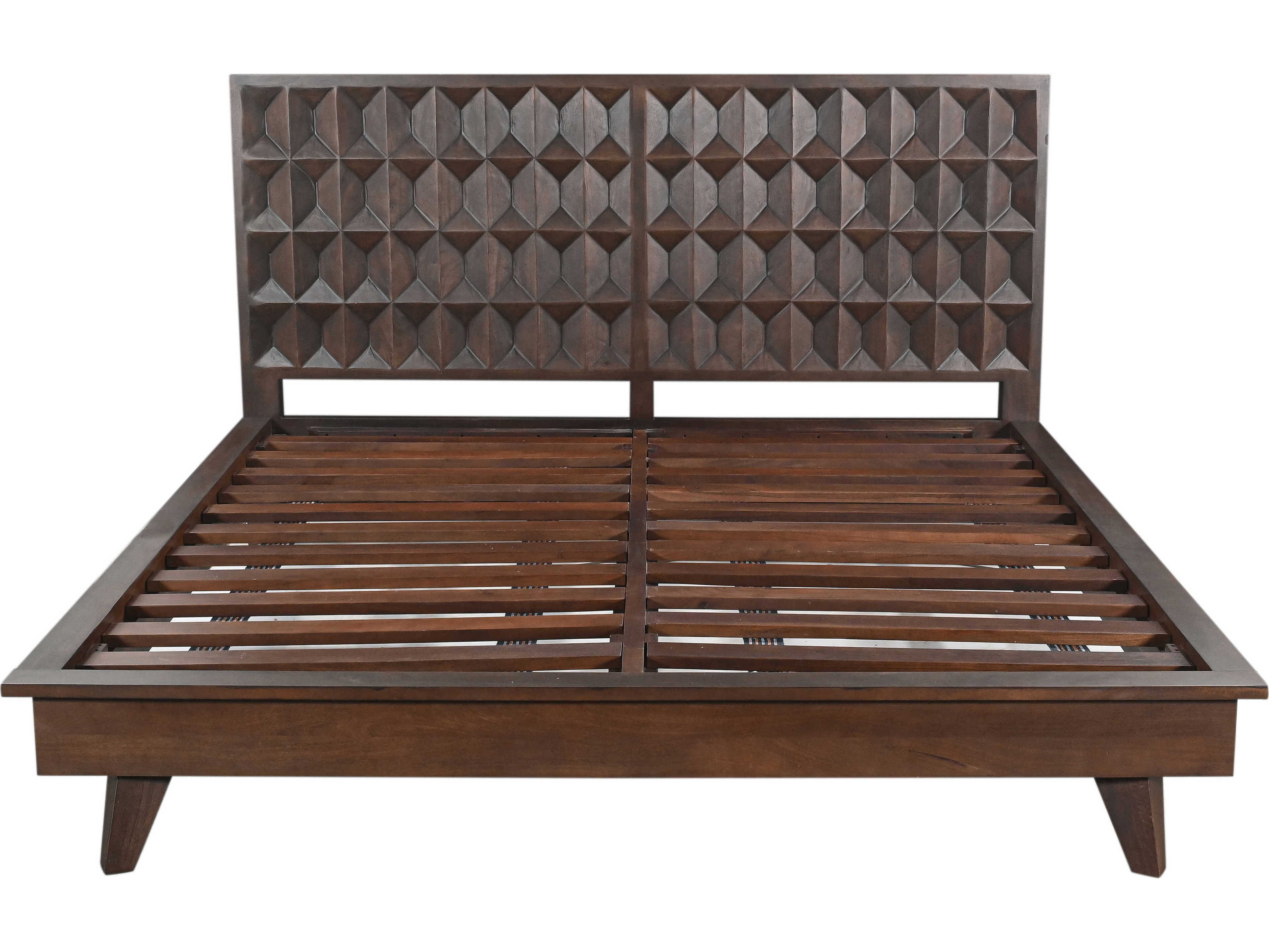World Interiors Lisbon Royal Brown Mango Wood Queen Platform Bed