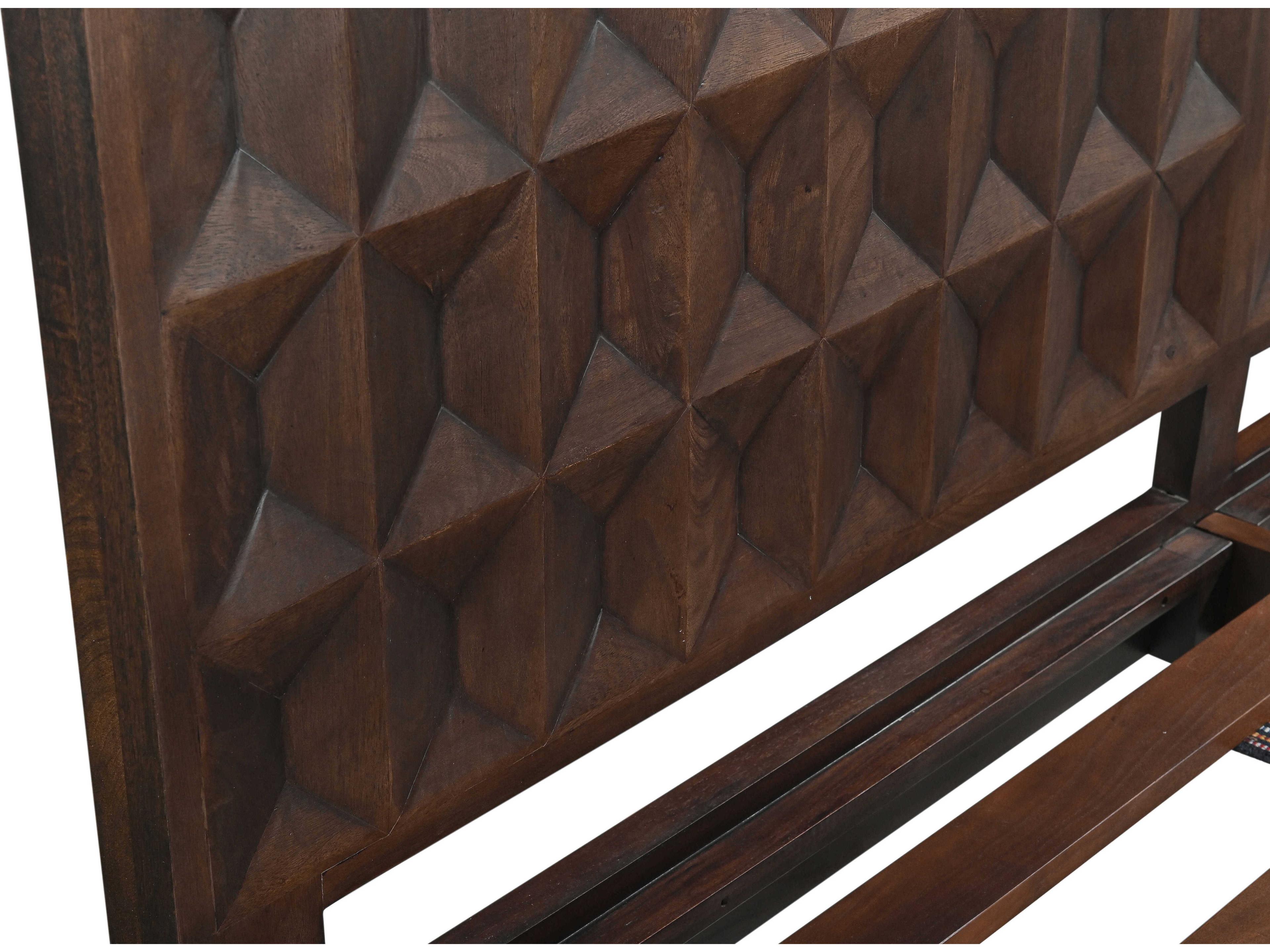 World Interiors Lisbon Royal Brown Mango Wood Queen Platform Bed