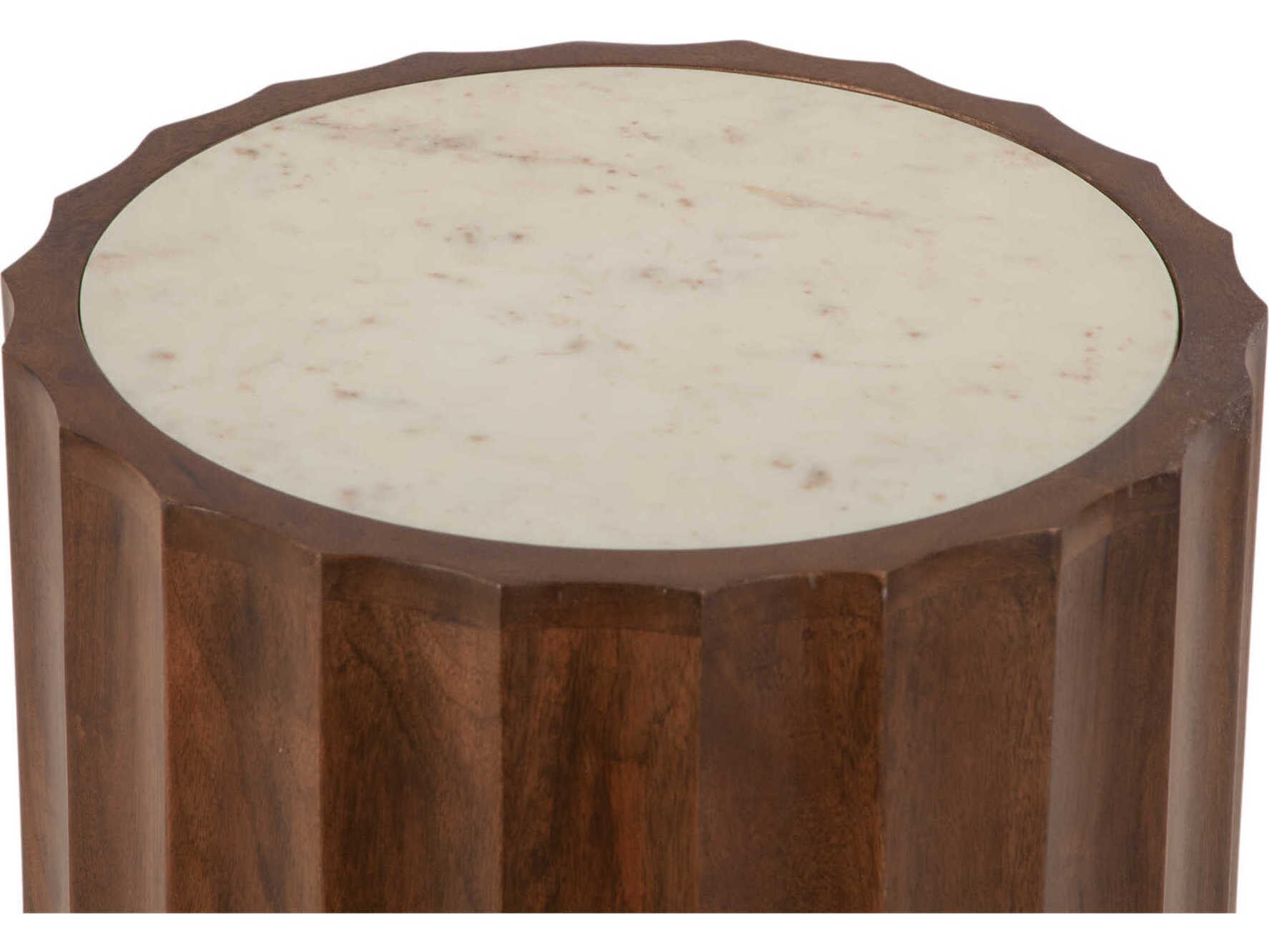 World Interiors Lisbon Round Marble End Table