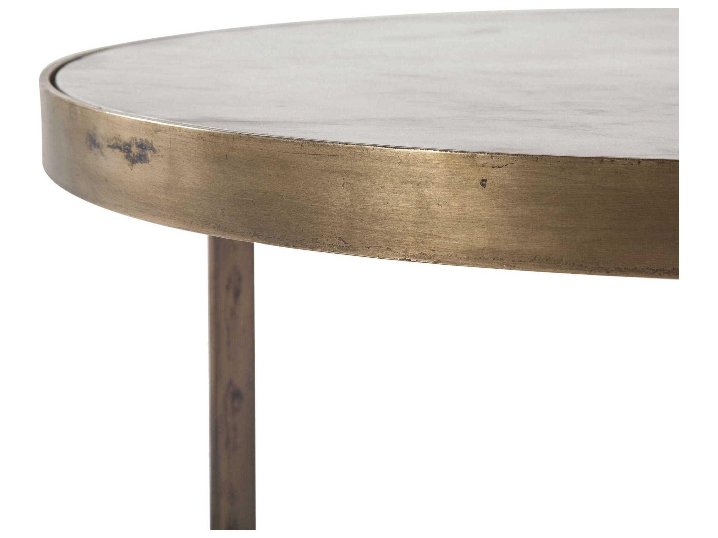 World Interiors Leonardo Round Marble Antique Bronze Coffee Table