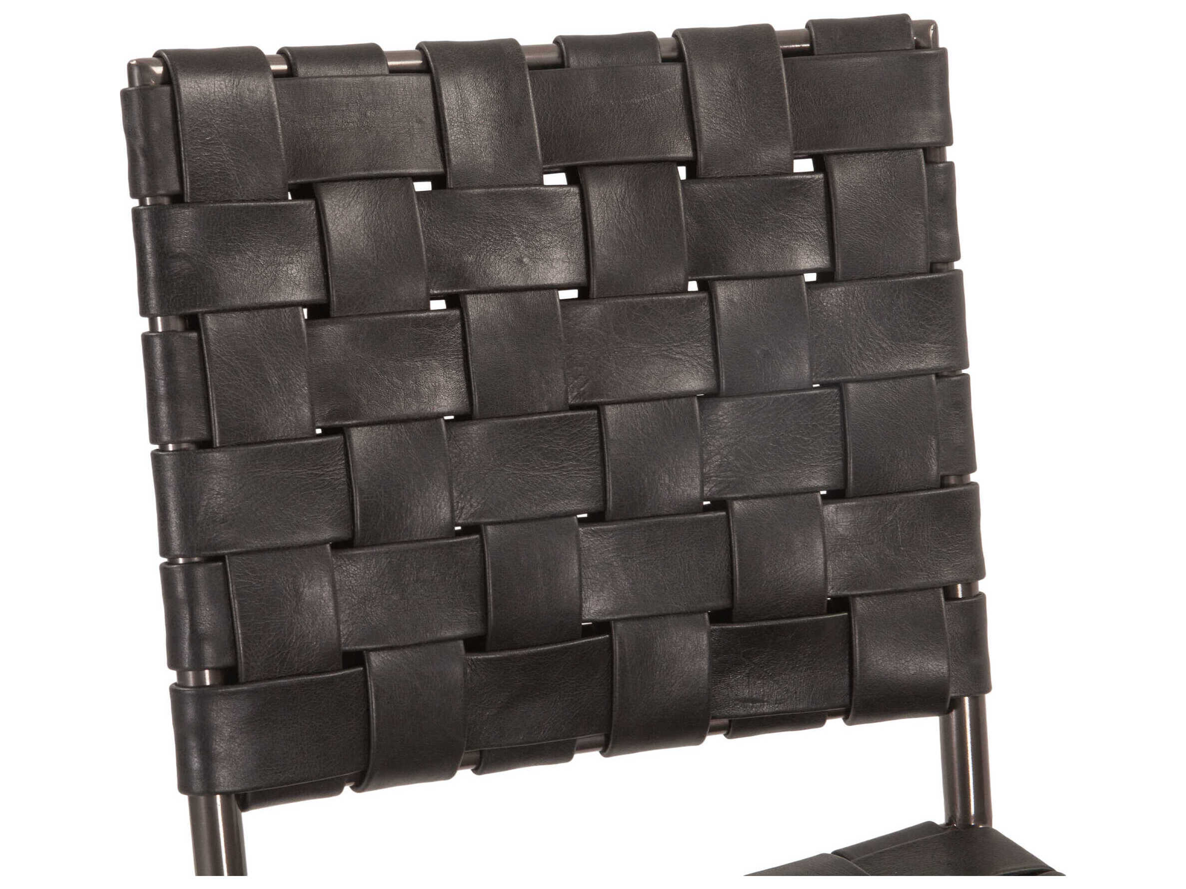 World Interiors Lund Black Leather Side Dining Chair