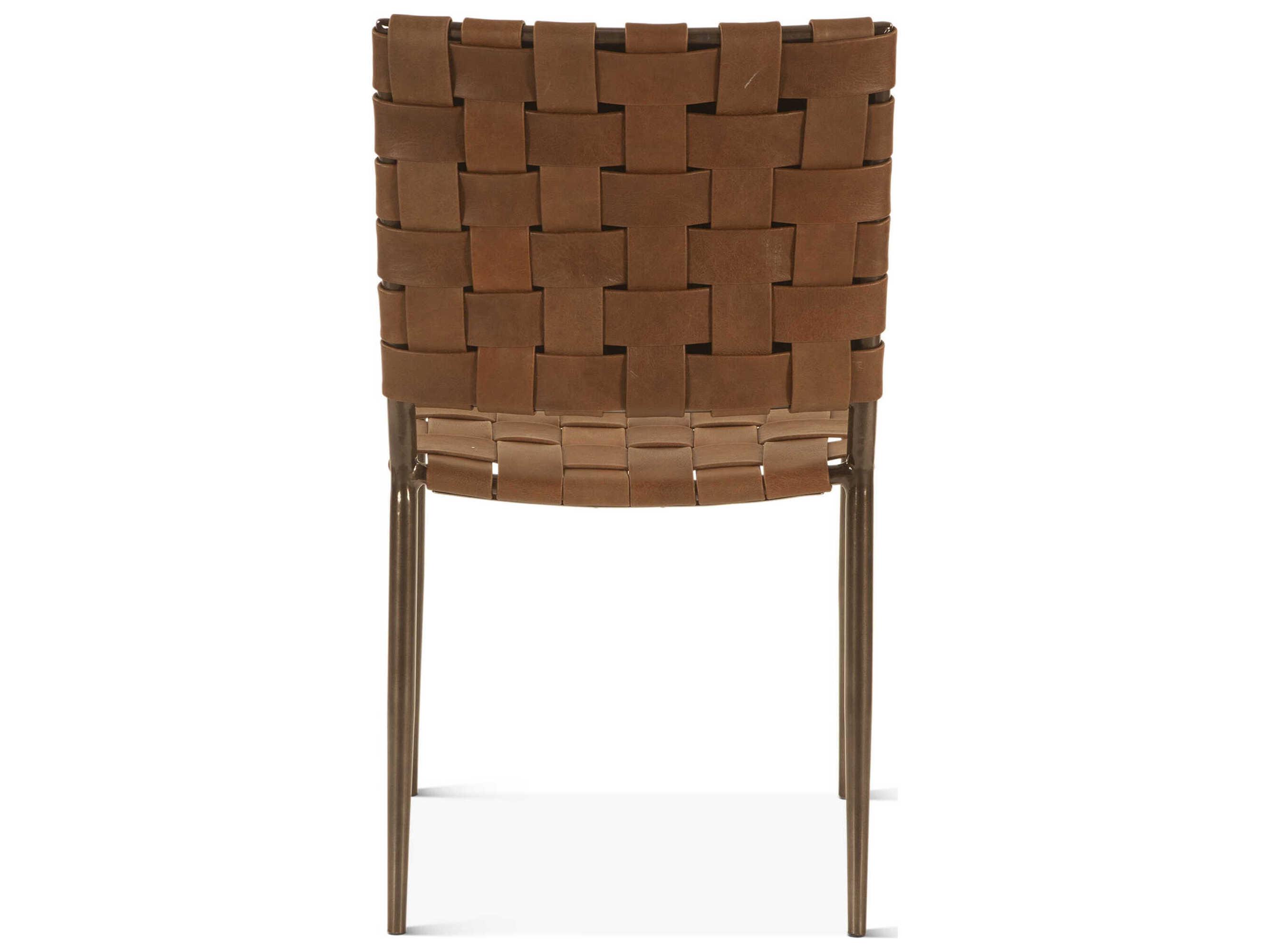 World Interiors Lund Brown Leather Side Dining Chair