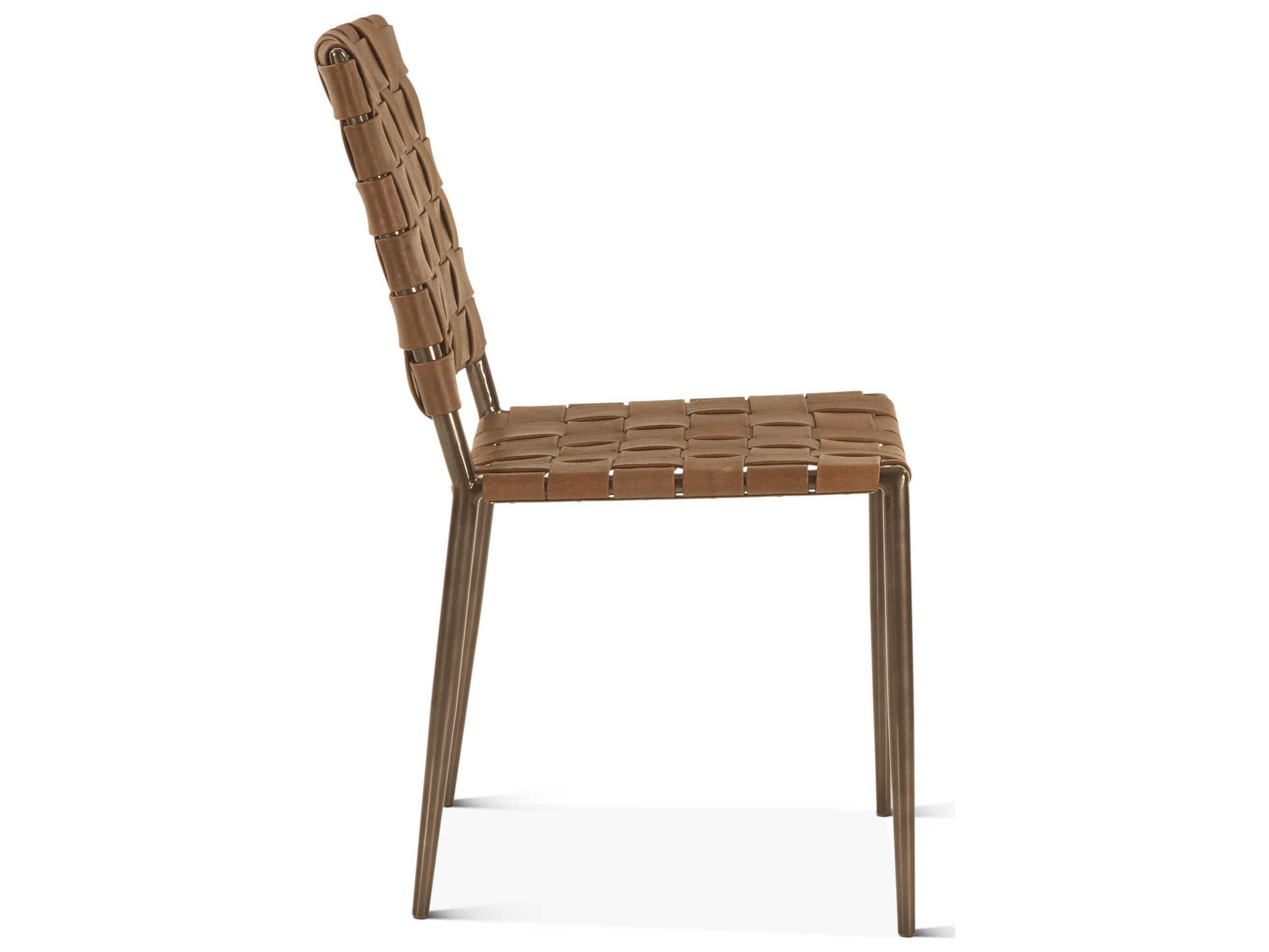 World Interiors Lund Brown Leather Side Dining Chair