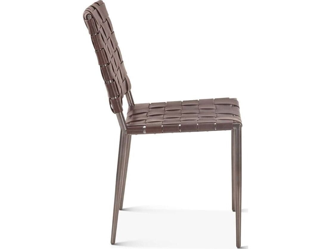 World Interiors Lund Brown Leather Armless Dining Chair