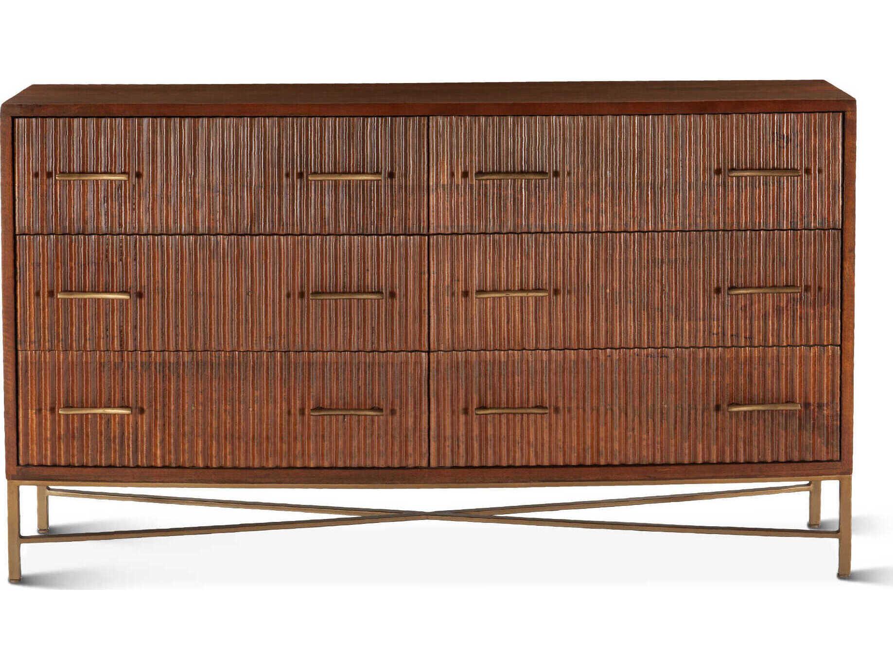 World Interiors Manhattan 6-Drawers Brown Mango Wood Double Dresser
