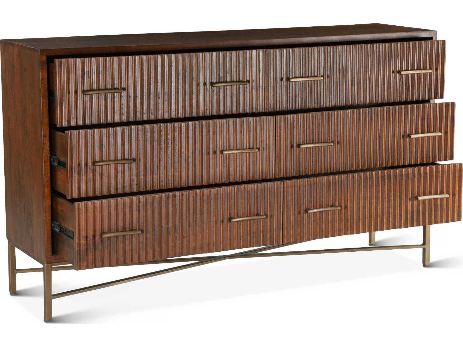 World Interiors Manhattan 6-Drawers Brown Mango Wood Double Dresser