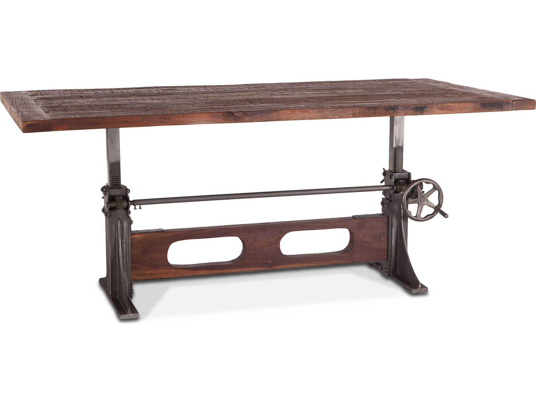World Interiors Welles Rectangular Wood Weathered Russet Gunmetal Dining Table