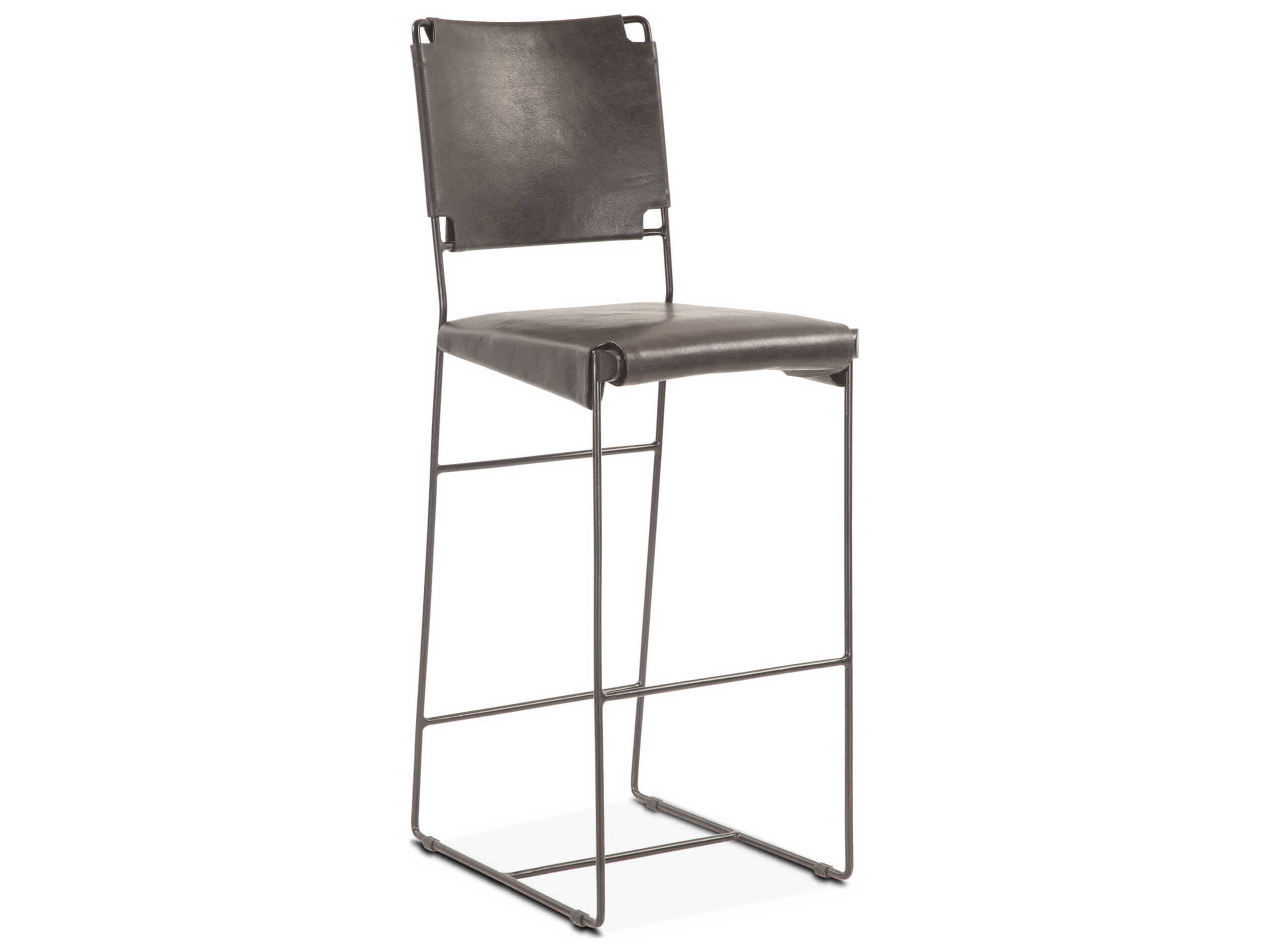 World Interiors Melbourne Powder Coated Black Leather Counter Stool