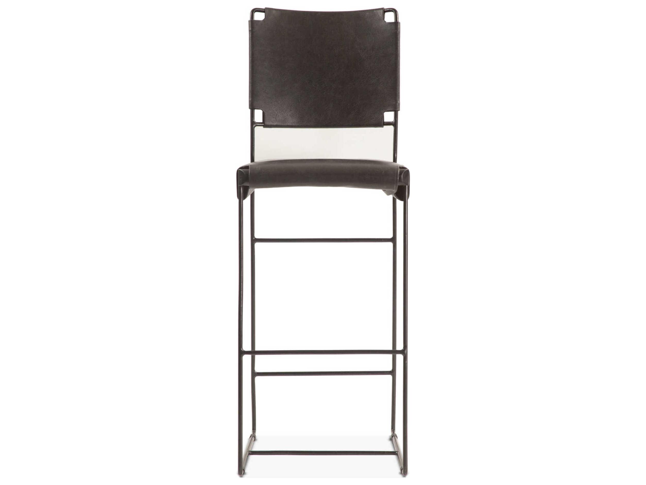 World Interiors Melbourne Powder Coated Black Leather Counter Stool