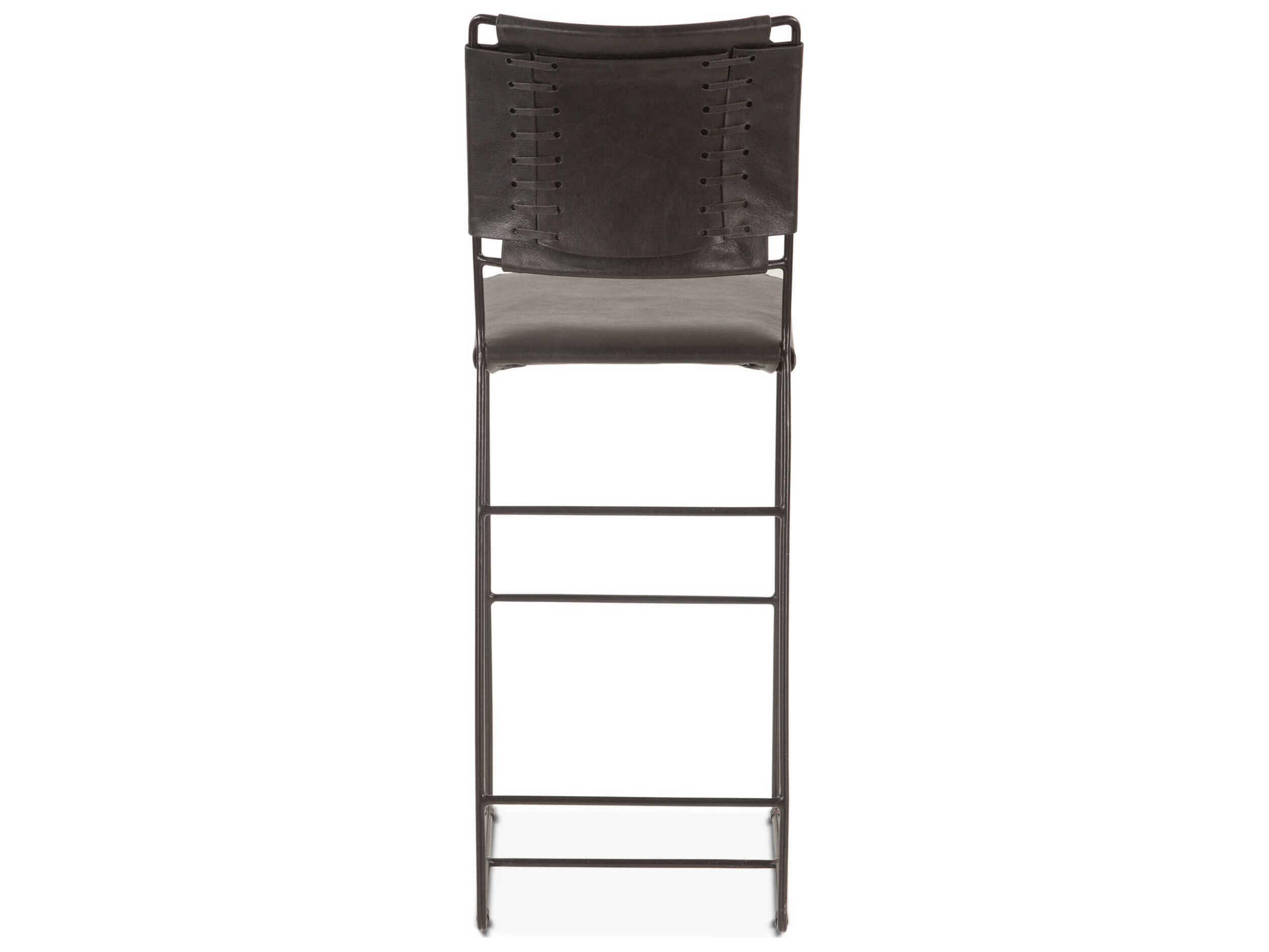 World Interiors Melbourne Powder Coated Black Leather Counter Stool