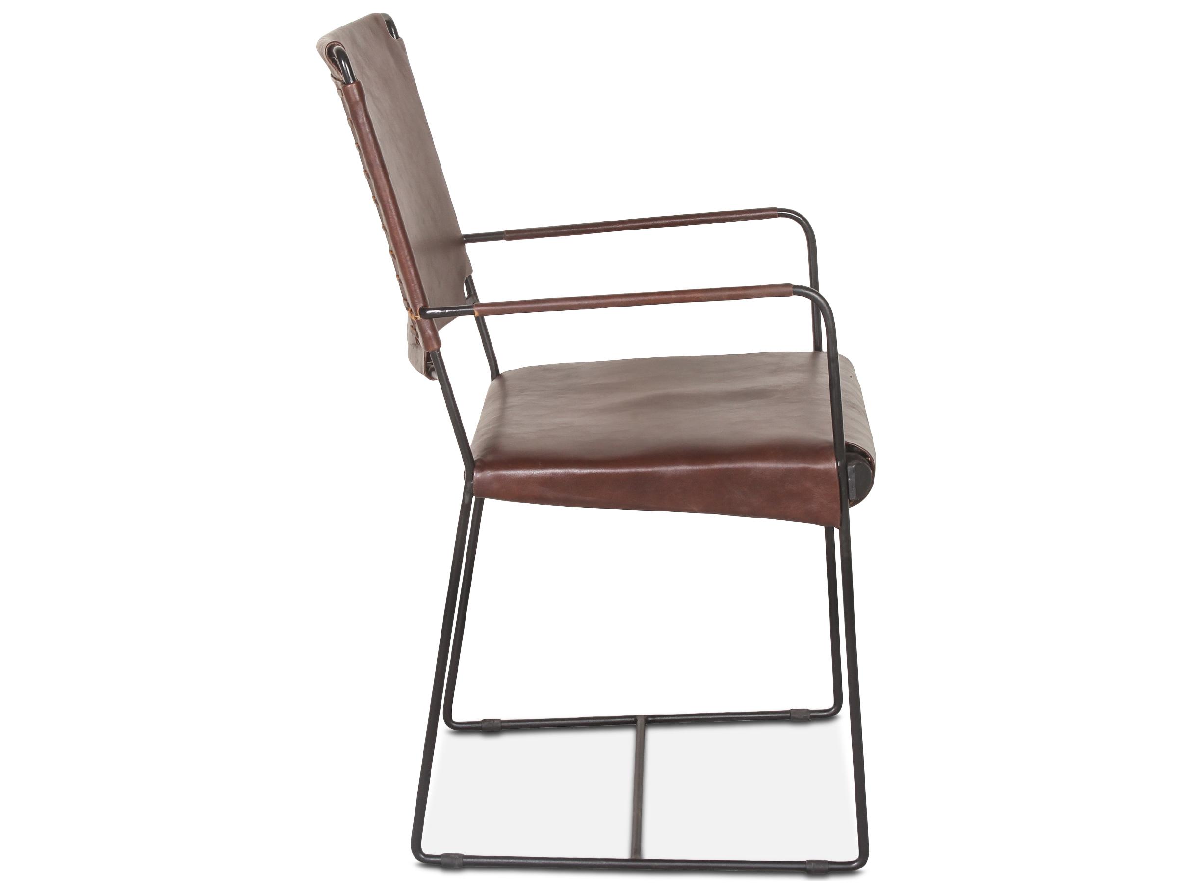 World Interiors Melbourne Black Leather Arm Dining Chair