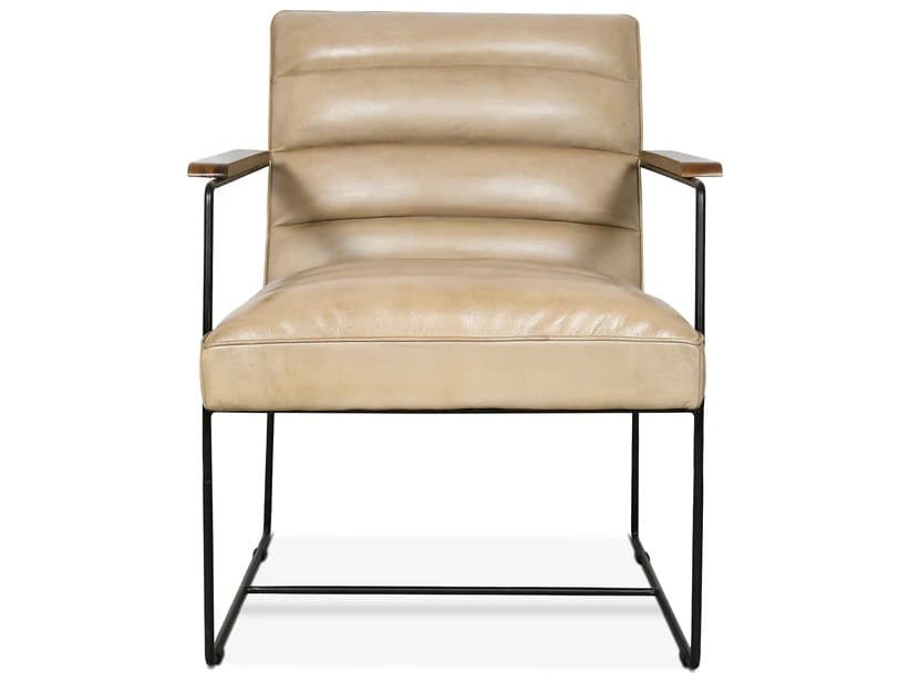World Interiors Melbourne Beige Leather Accent Chair