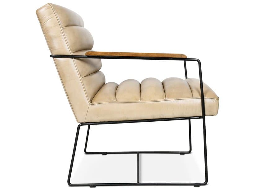 World Interiors Melbourne Beige Leather Accent Chair