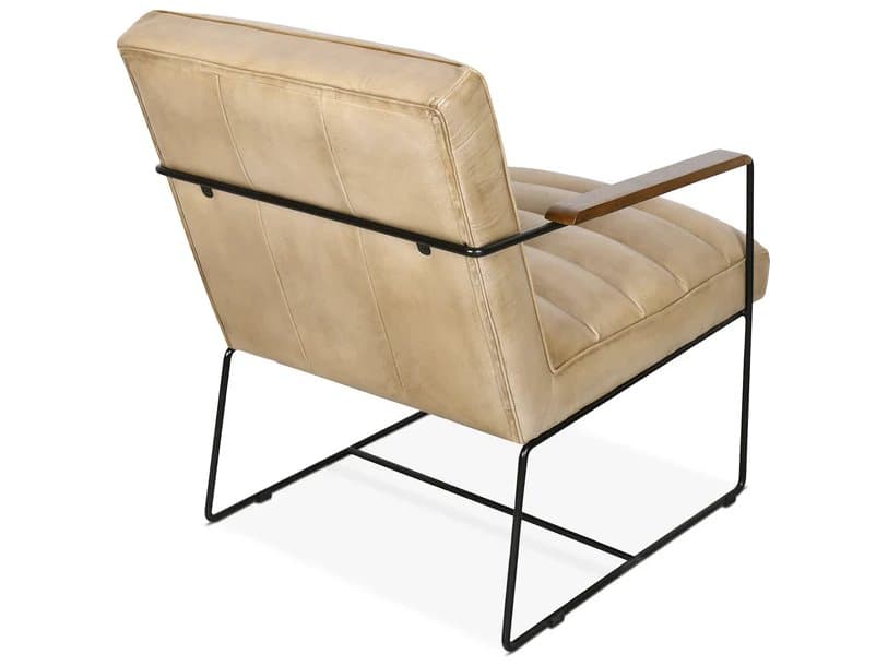 World Interiors Melbourne Beige Leather Accent Chair