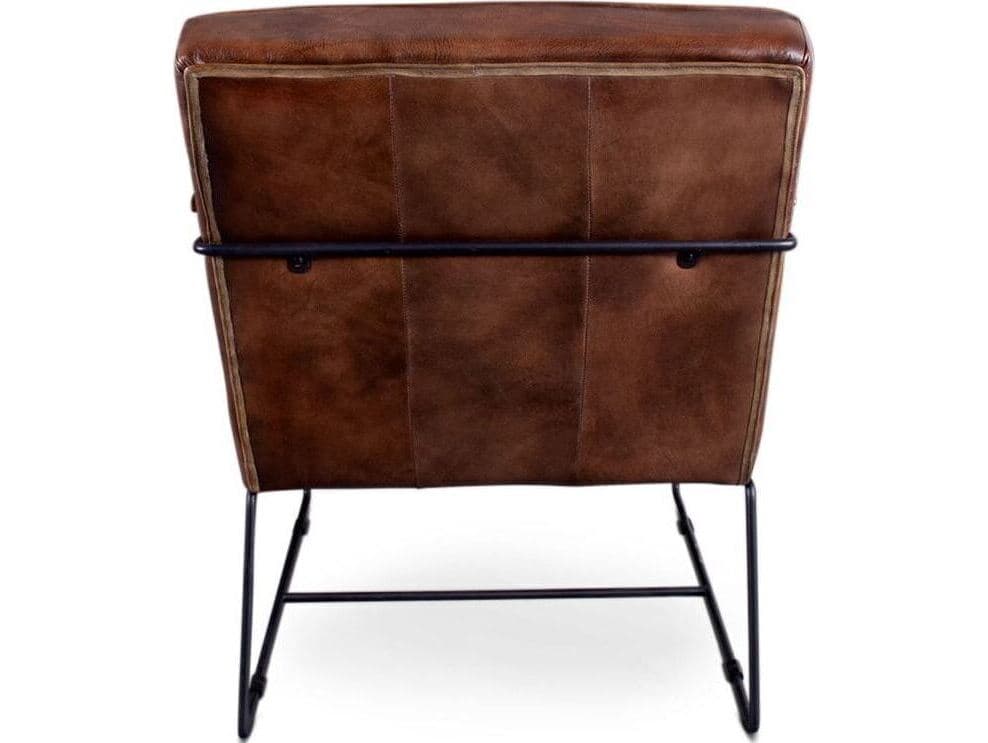 World Interiors Melbourne Brown Leather Accent Chair