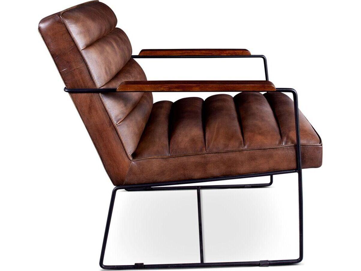 World Interiors Melbourne Brown Leather Accent Chair