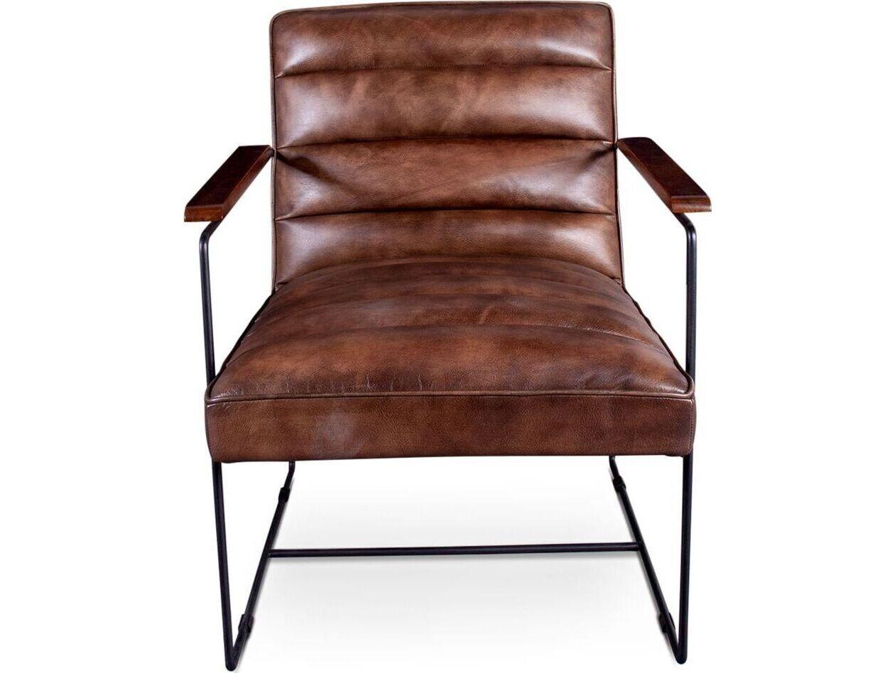 World Interiors Melbourne Brown Leather Accent Chair