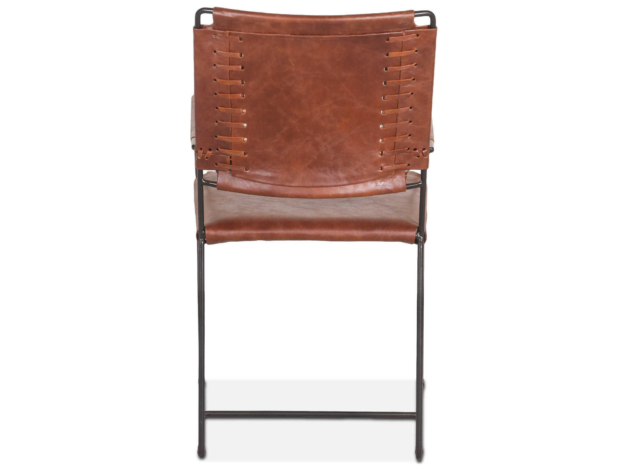 World Interiors Melbourne Brown Leather Arm Dining Chair