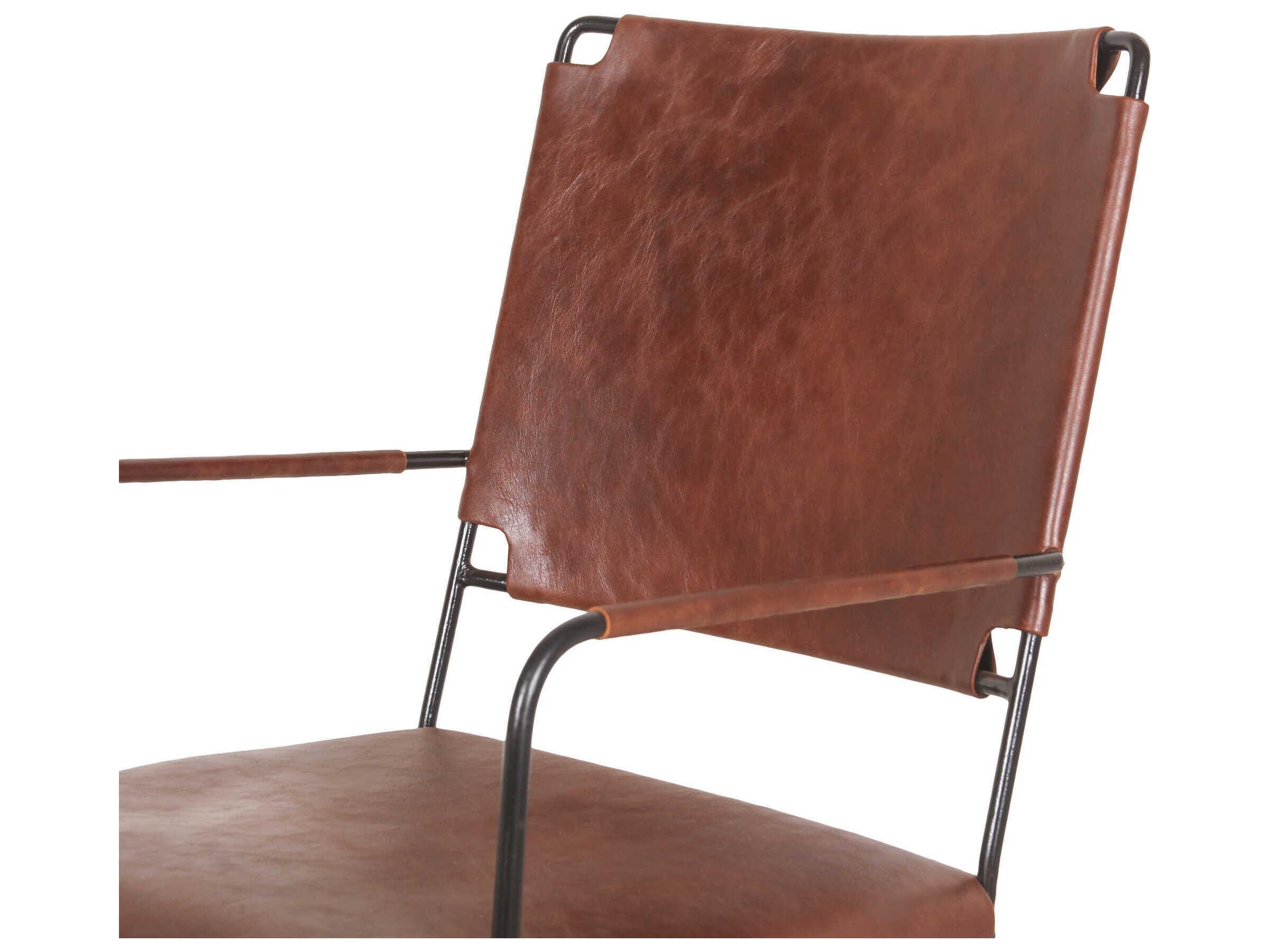 World Interiors Melbourne Brown Leather Arm Dining Chair