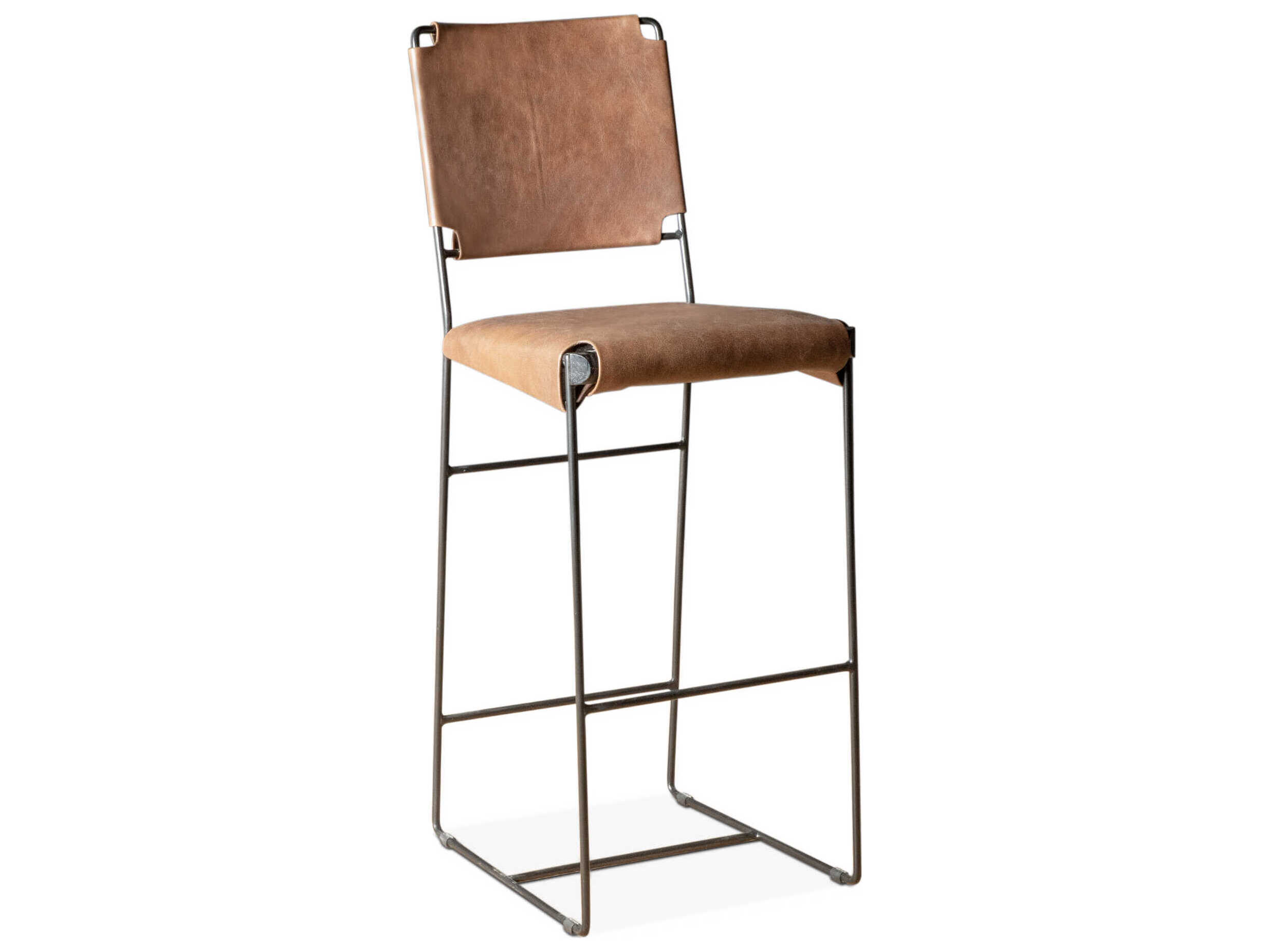 World Interiors Melbourne Brown Leather Bar Stool