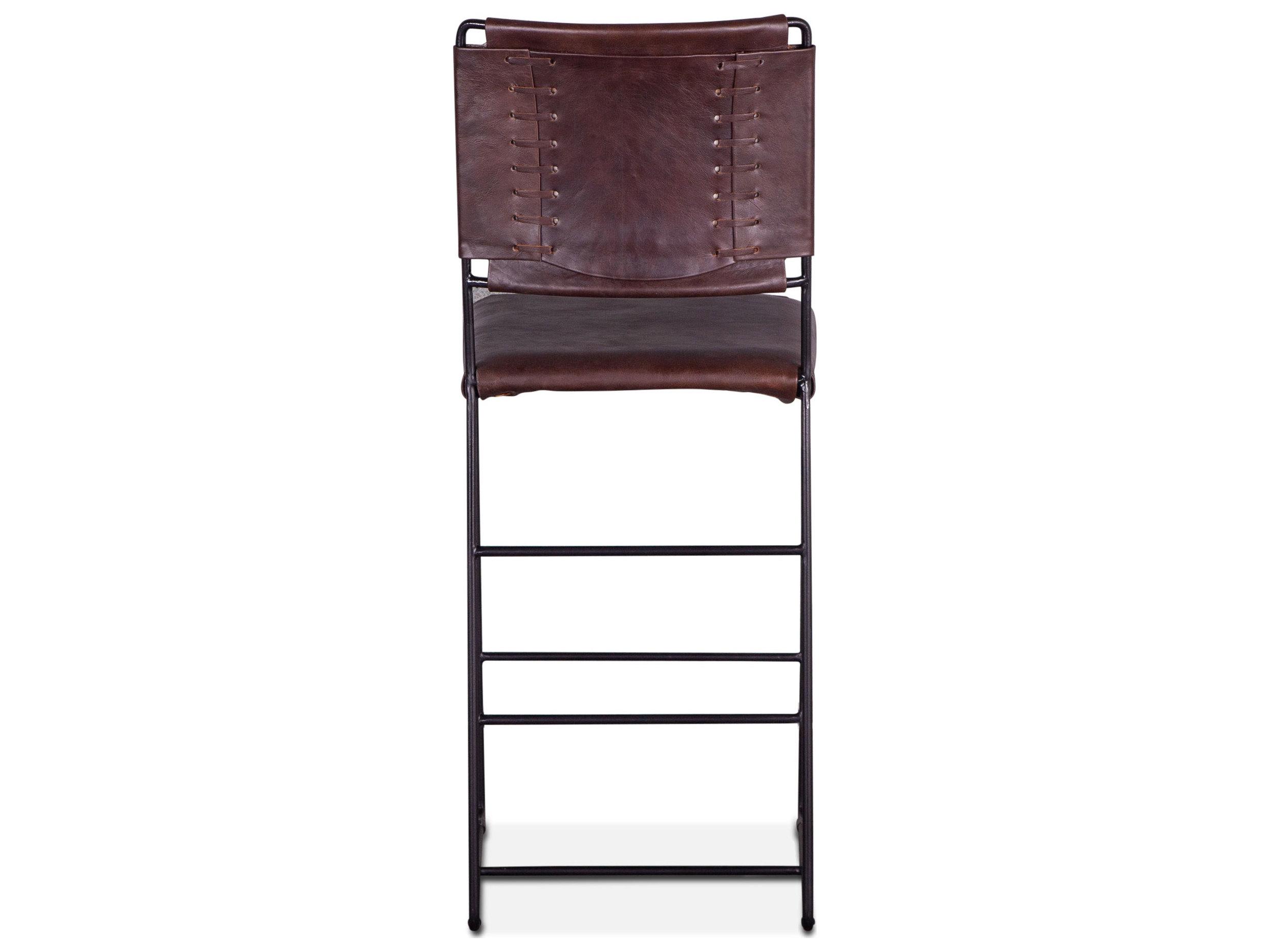 World Interiors Melbourne Dark Brown Black Leather Bar Stool