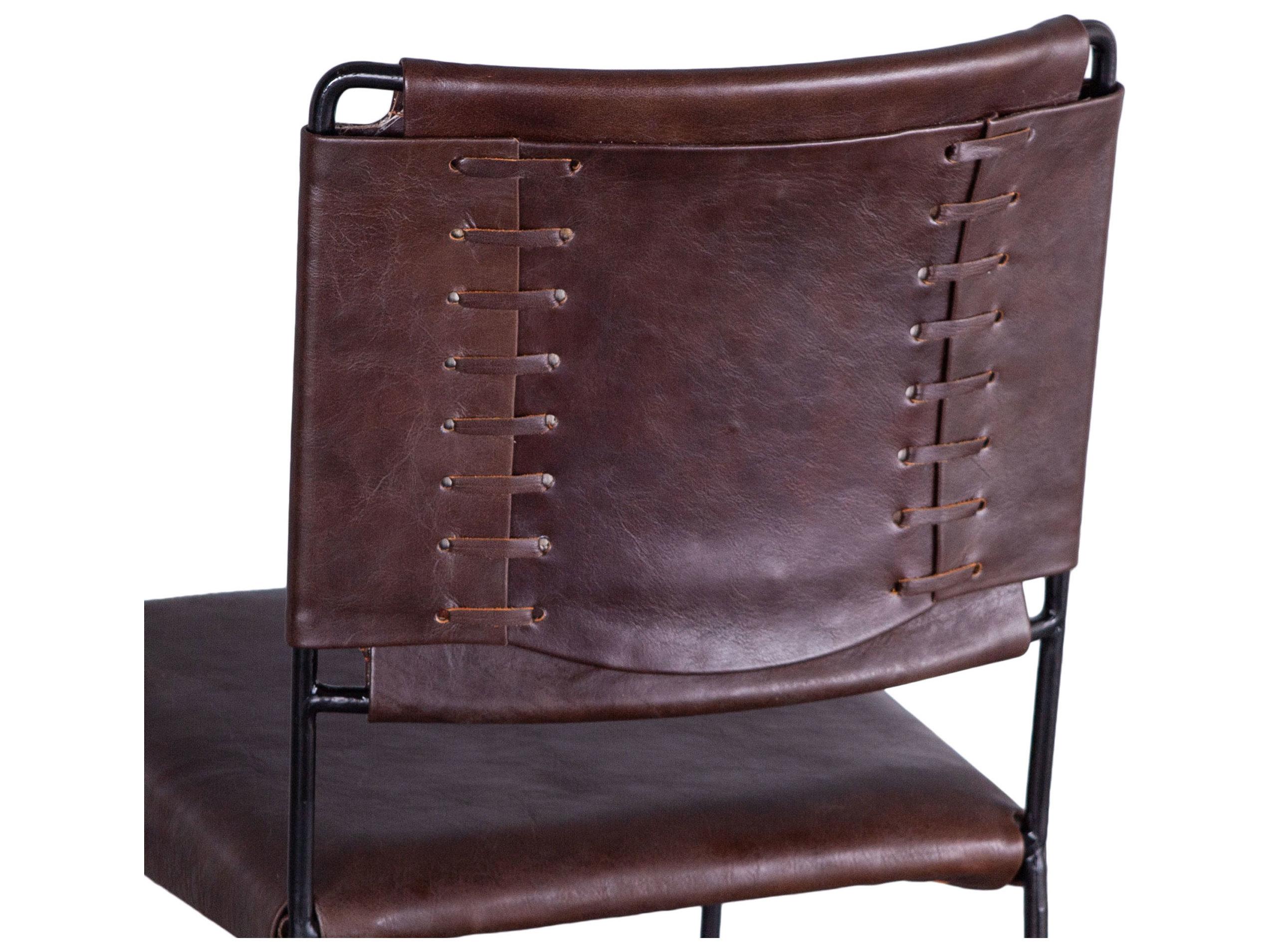 World Interiors Melbourne Dark Brown Black Leather Bar Stool