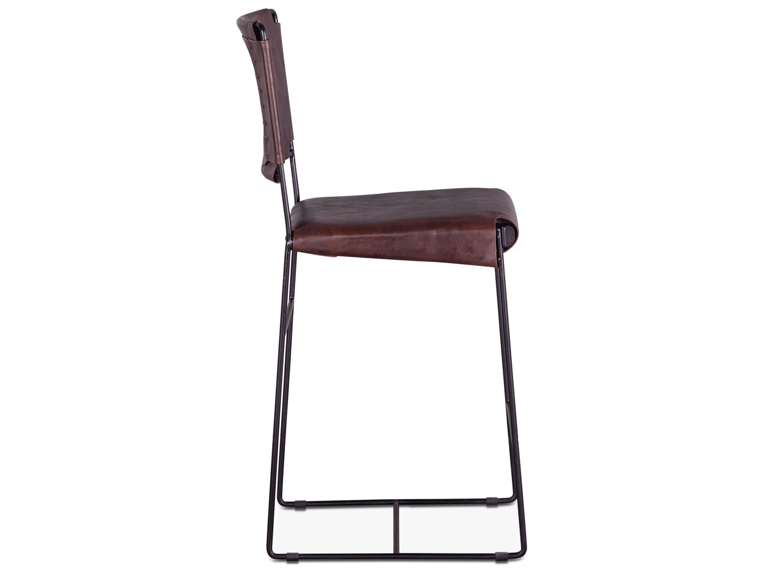 World Interiors Melbourne Dark Brown Black Leather Counter Stool