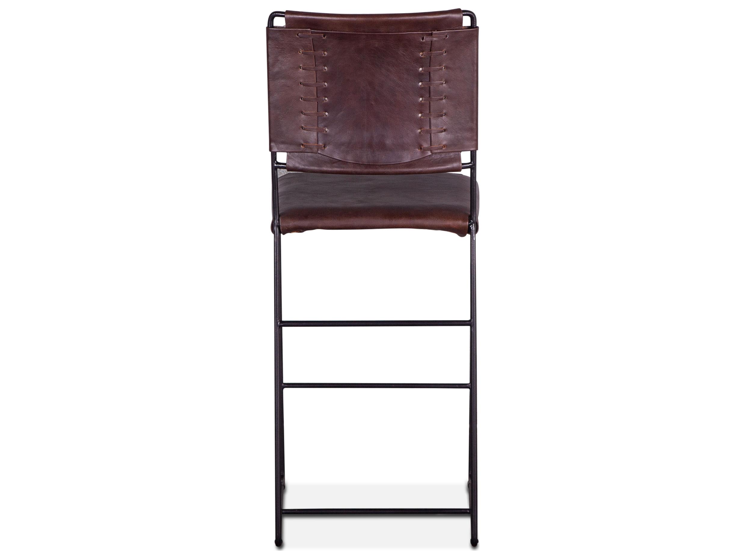 World Interiors Melbourne Dark Brown Black Leather Counter Stool