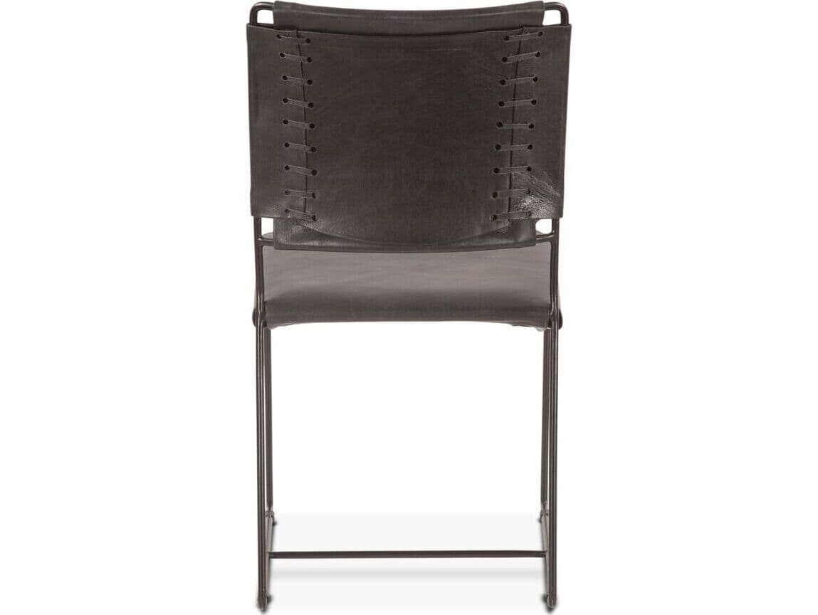 World Interiors Melbourne Black Leather Armless Dining Chair