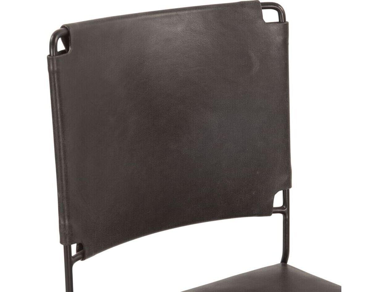 World Interiors Melbourne Black Leather Armless Dining Chair