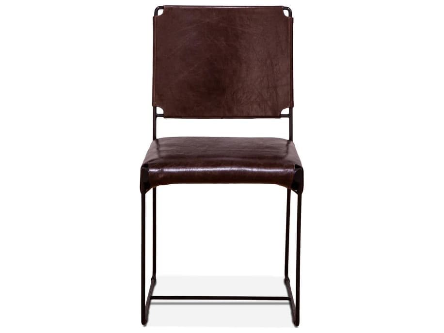 World Interiors Melbourne Brown Leather Armless Dining Chair