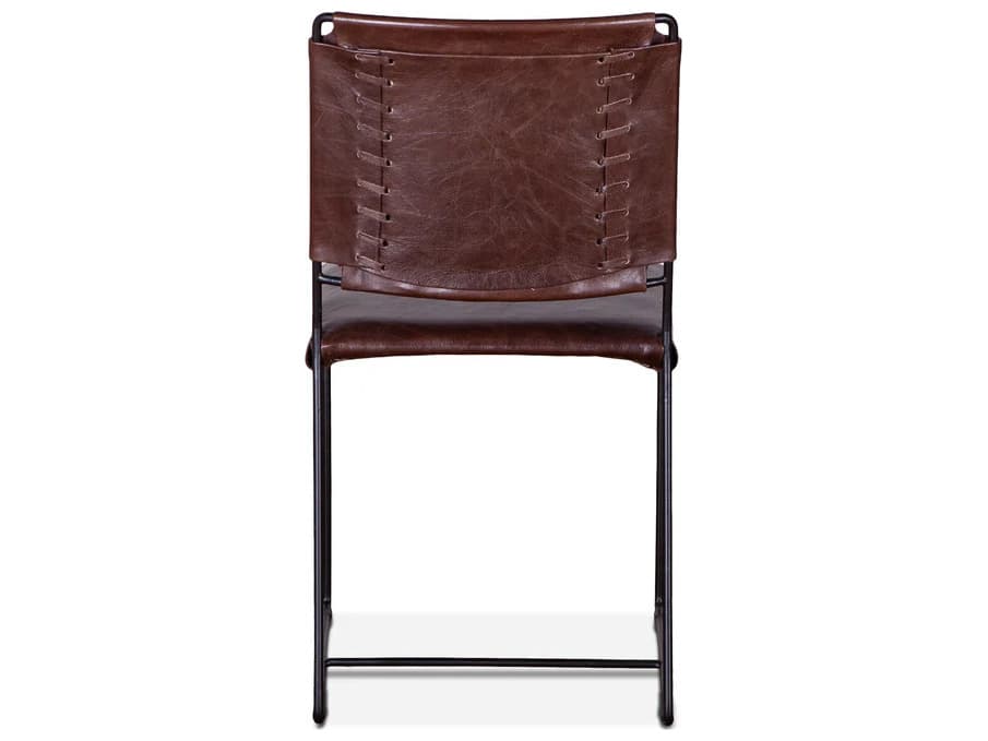 World Interiors Melbourne Brown Leather Armless Dining Chair