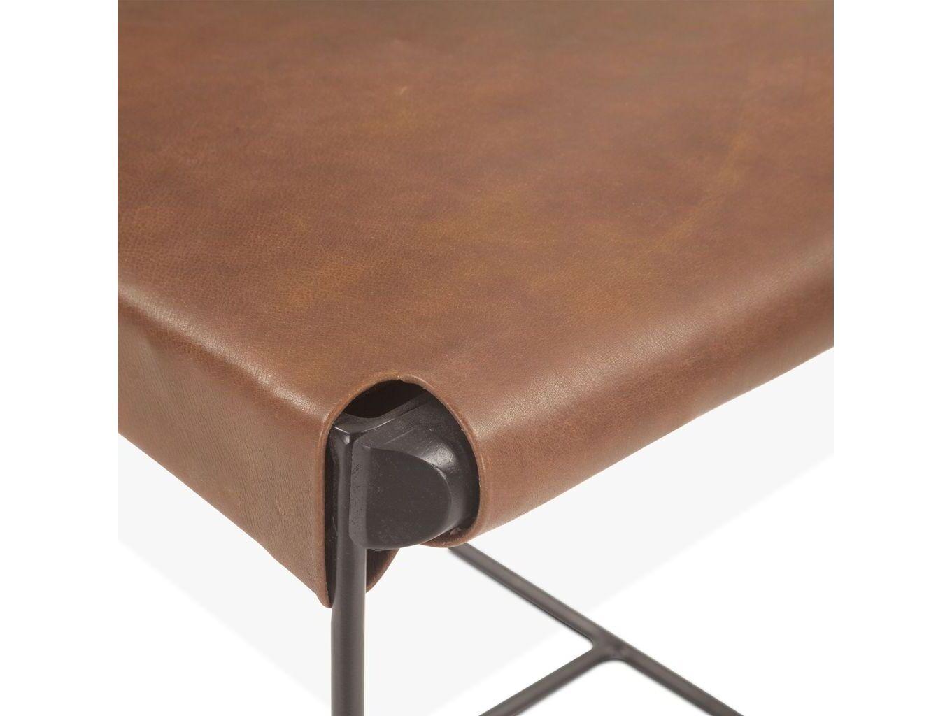 World Interiors Melbourne Brown Leather Armless Dining Chair
