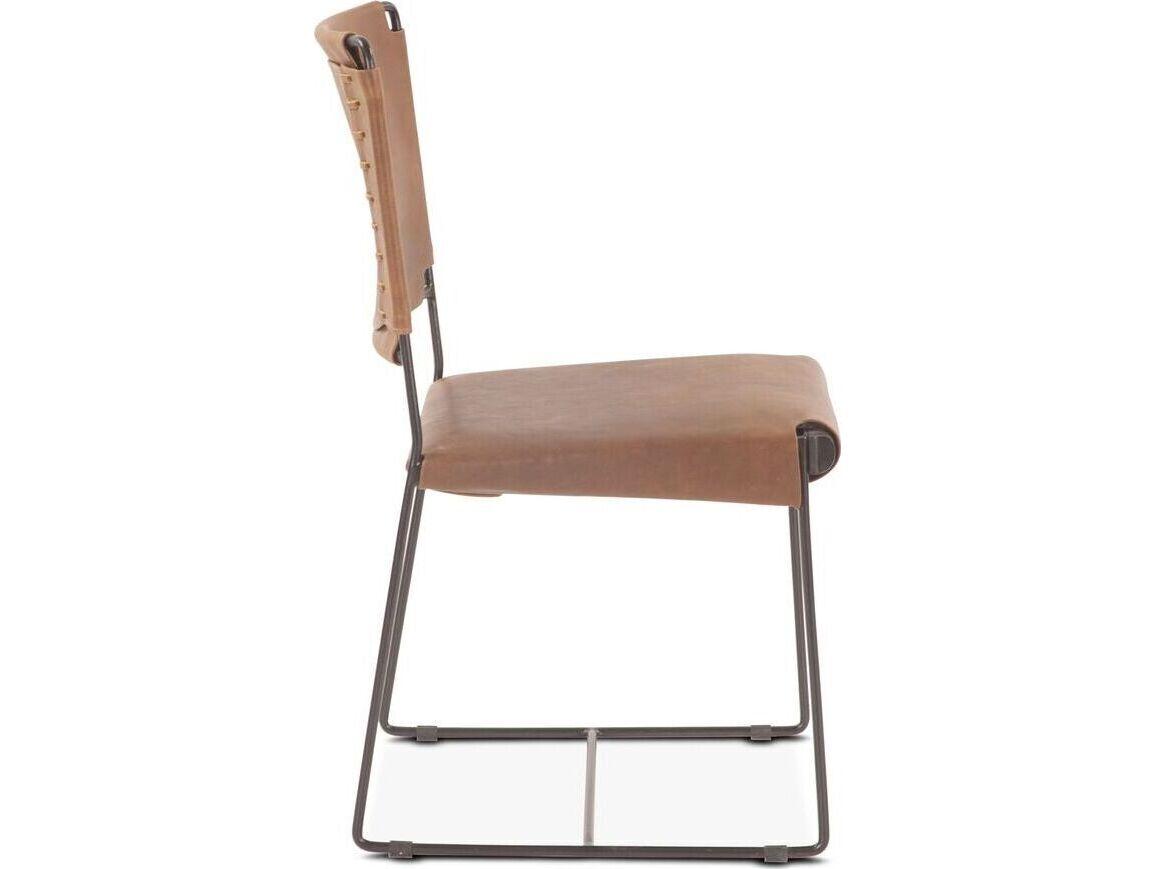 World Interiors Melbourne Brown Leather Armless Dining Chair