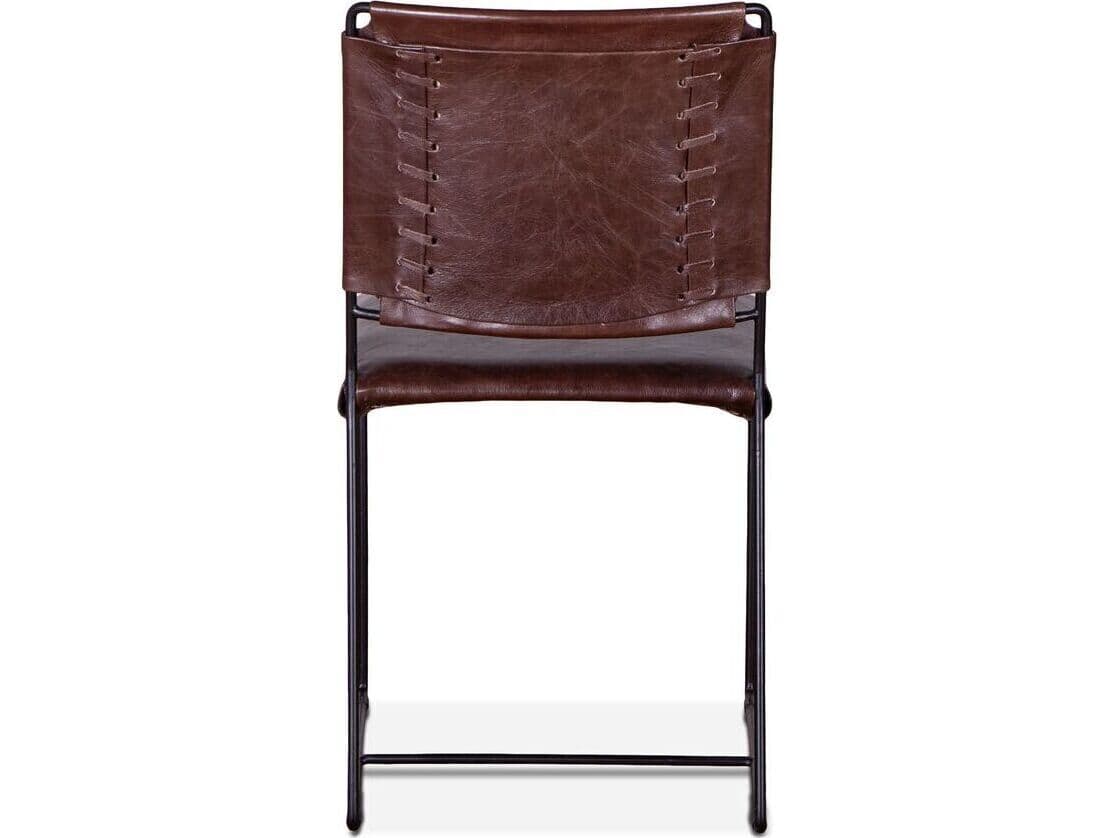 World Interiors Melbourne Black Leather Armless Dining Chair